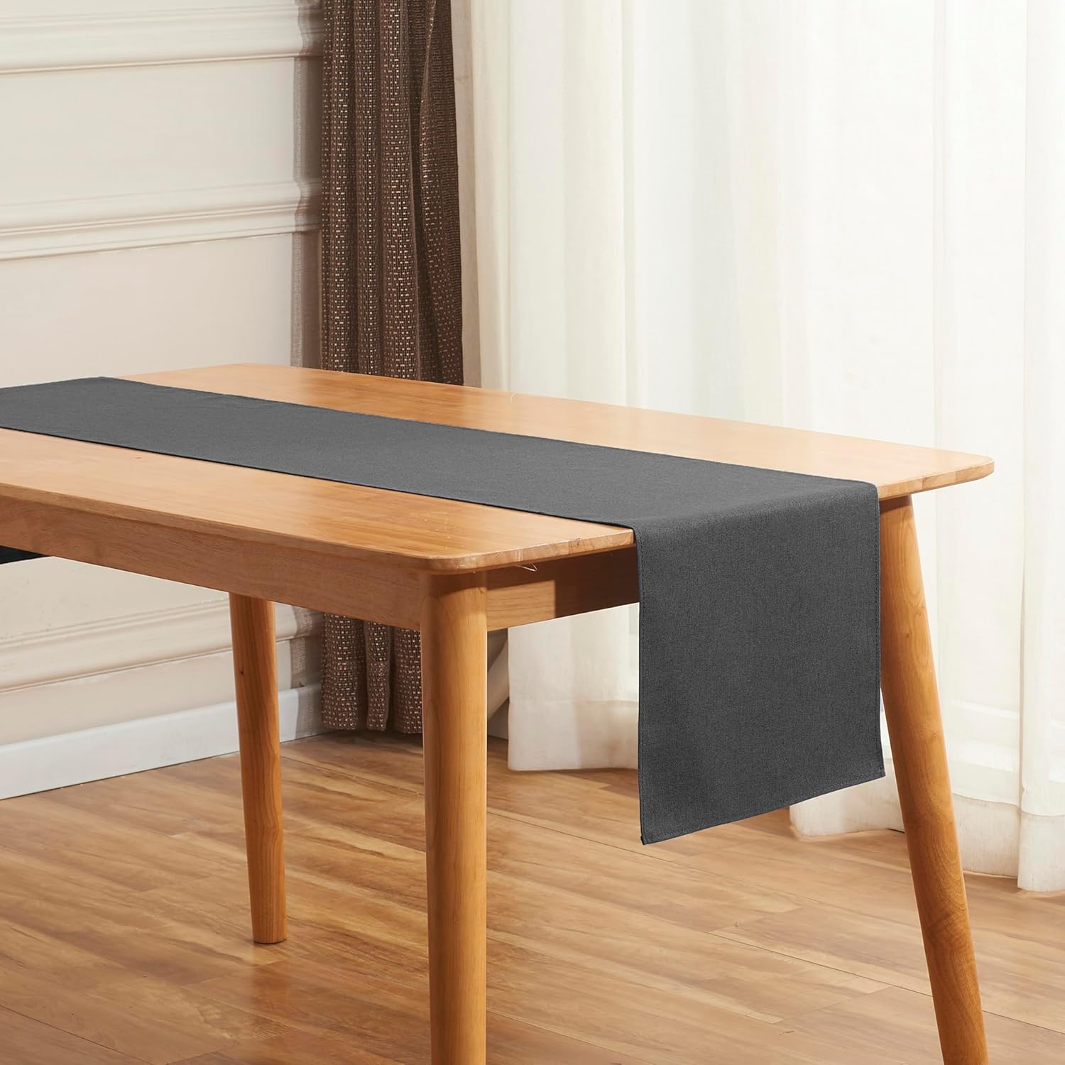 Black Grey 13x36 Table Runner Cotton Linen Farmhouse Style for Home Kitchen