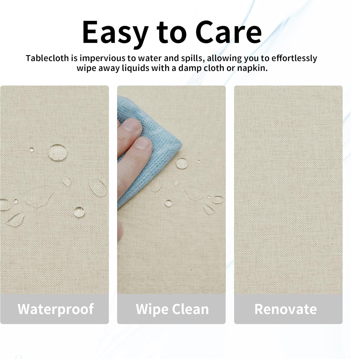 Easy-Going Faux Linen Waterproof Tablecloth