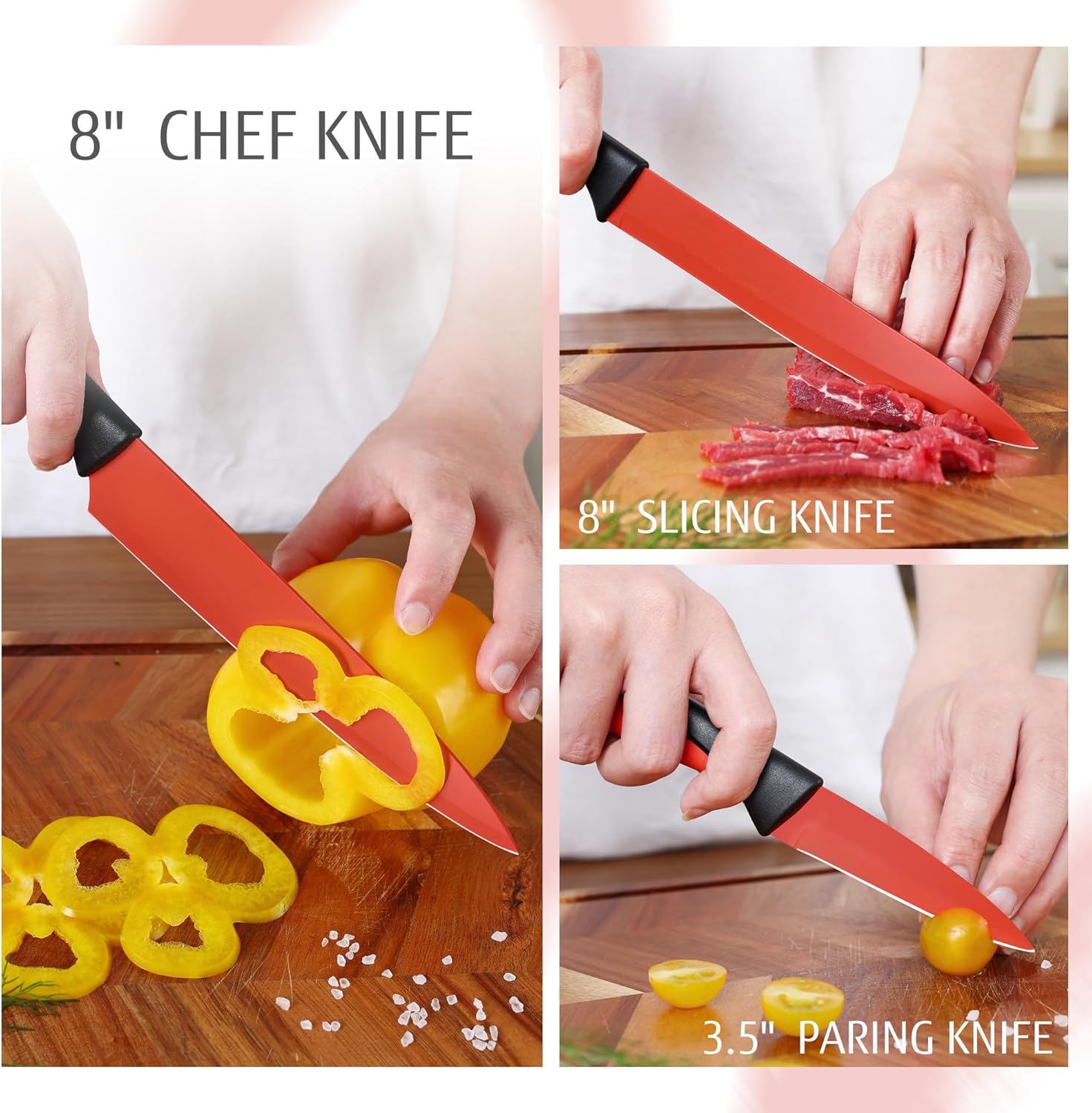 Hecef 13-Piece Kitchen Knife Set with Sharpener