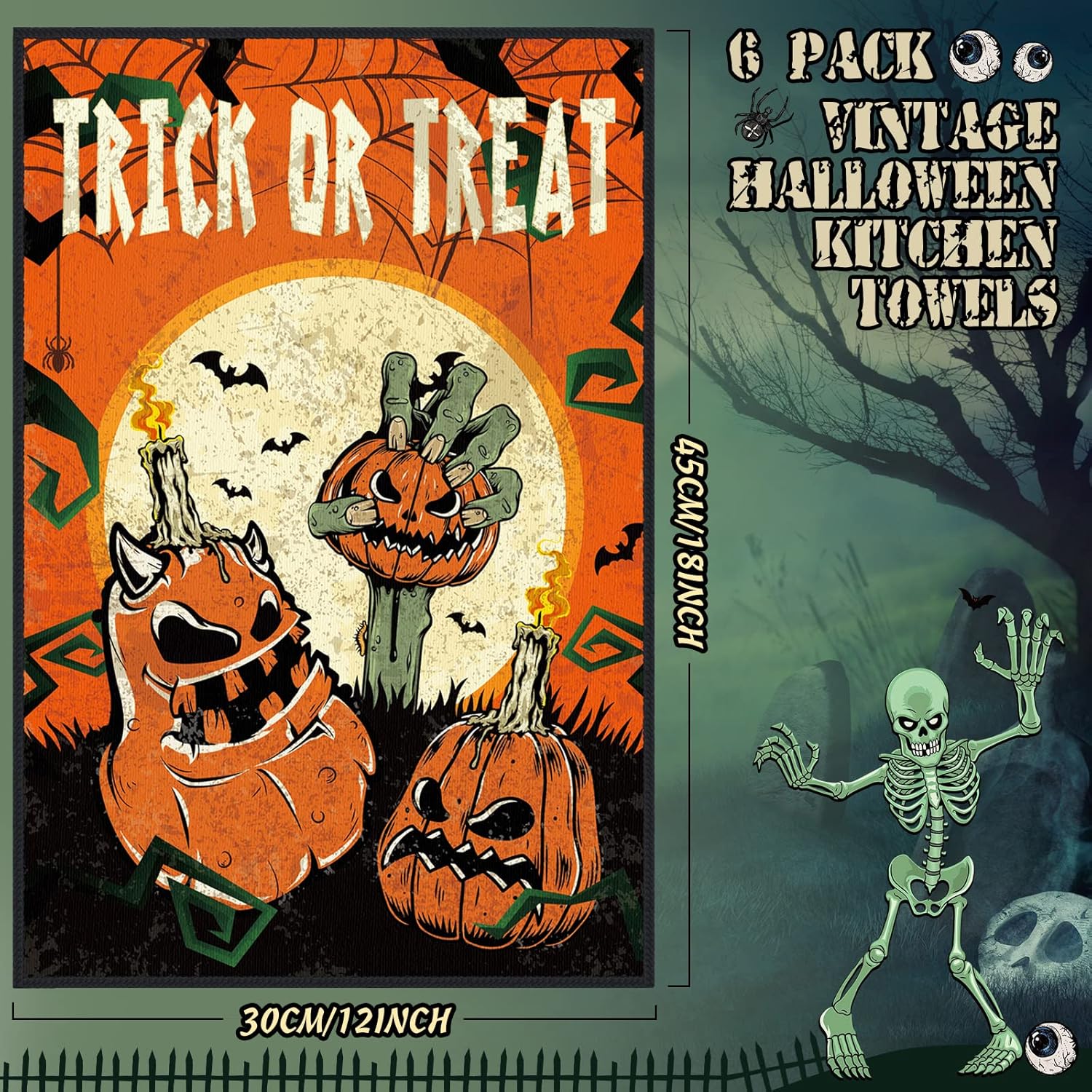 SUNNAY 6 Pcs Halloween Dish Towels Set