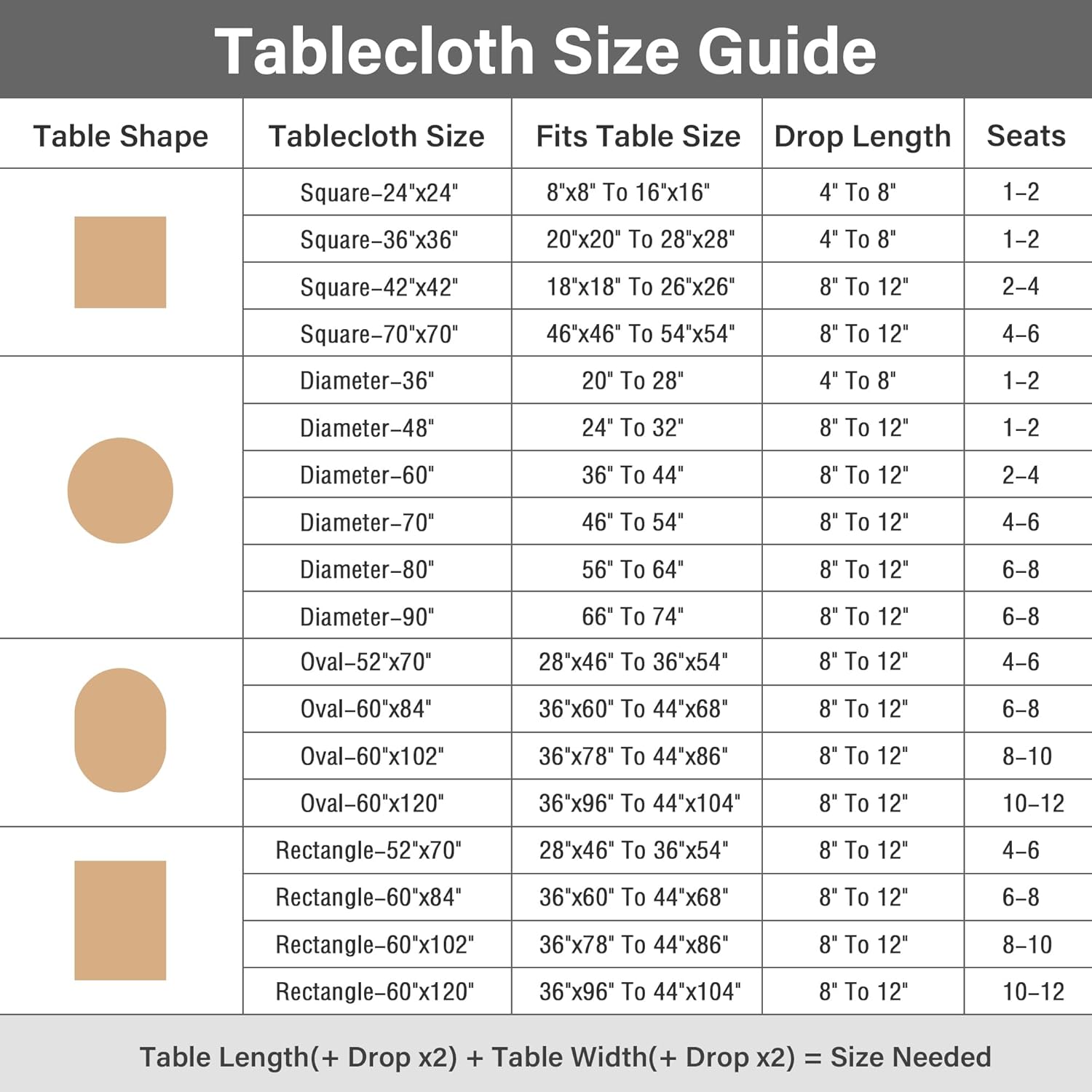 Newisher 24x24 inch Rustic Linen Tablecloth