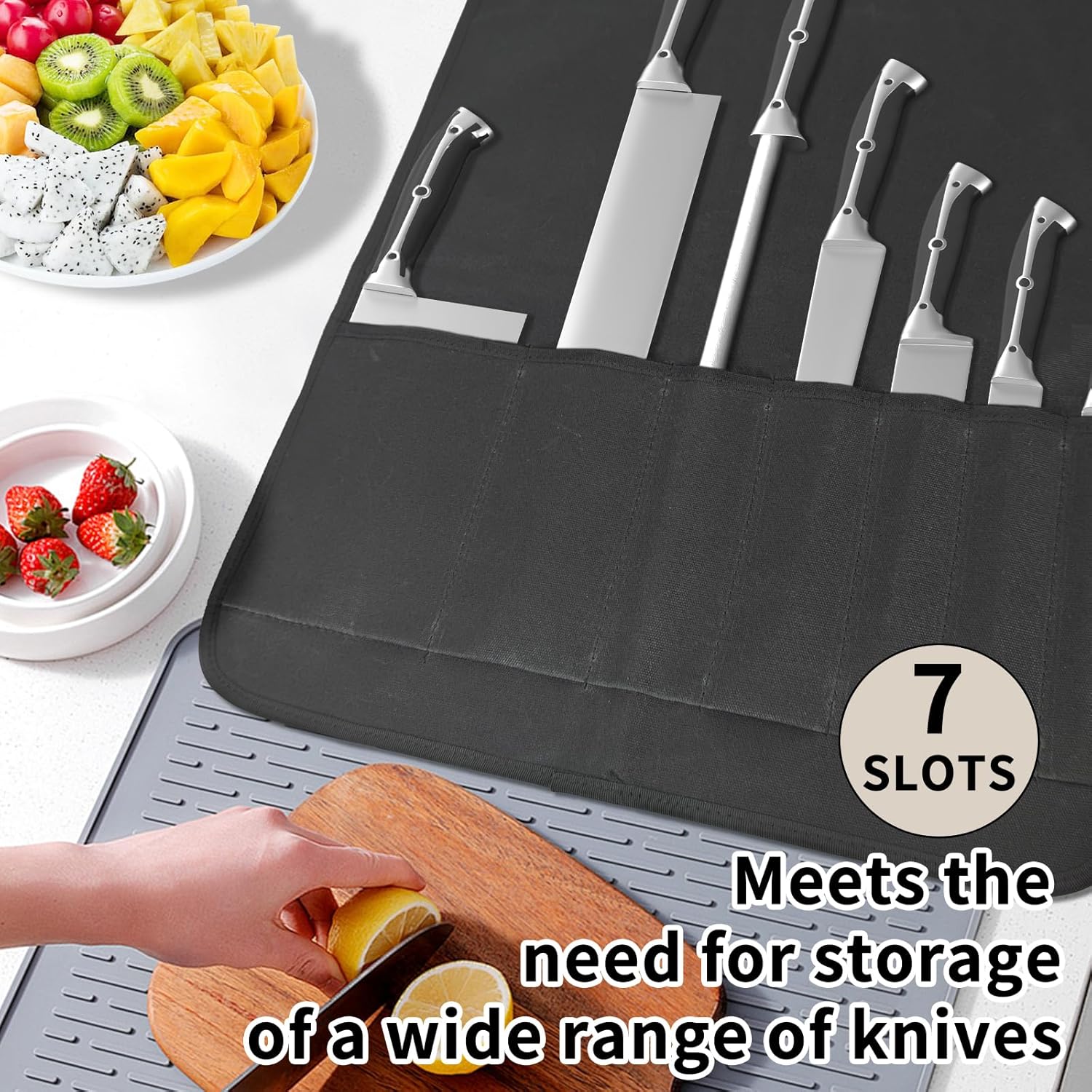 Lelezone Professional Chef Knife Roll Bag for Kitchen Storage