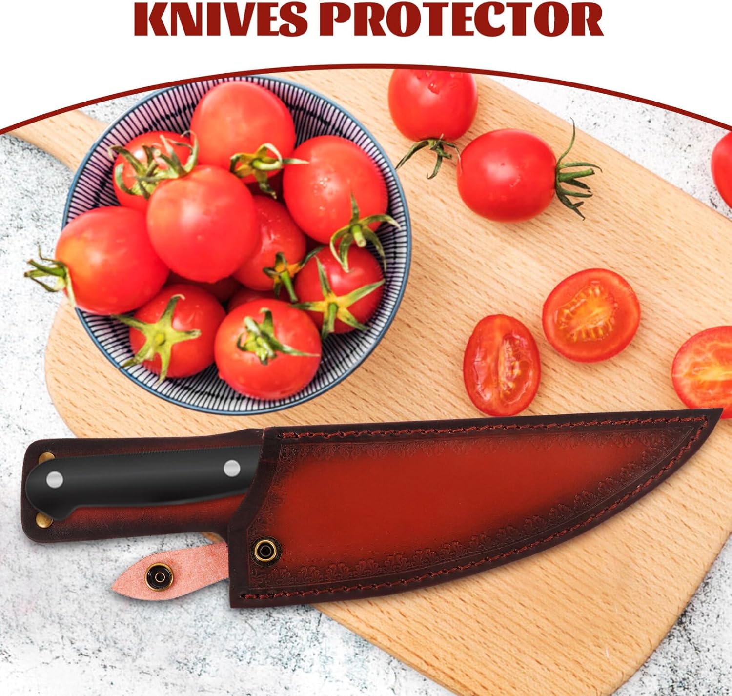 PRETTYZOOM Safety Knives Cover - PU Leather Edge Guard for Kitchen Use