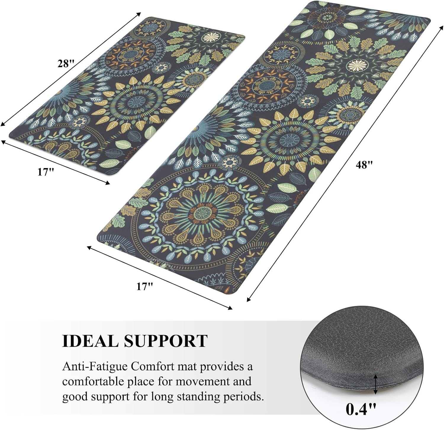 Pauwer Boho Kitchen Rugs Set of 2 Anti Fatigue Mats