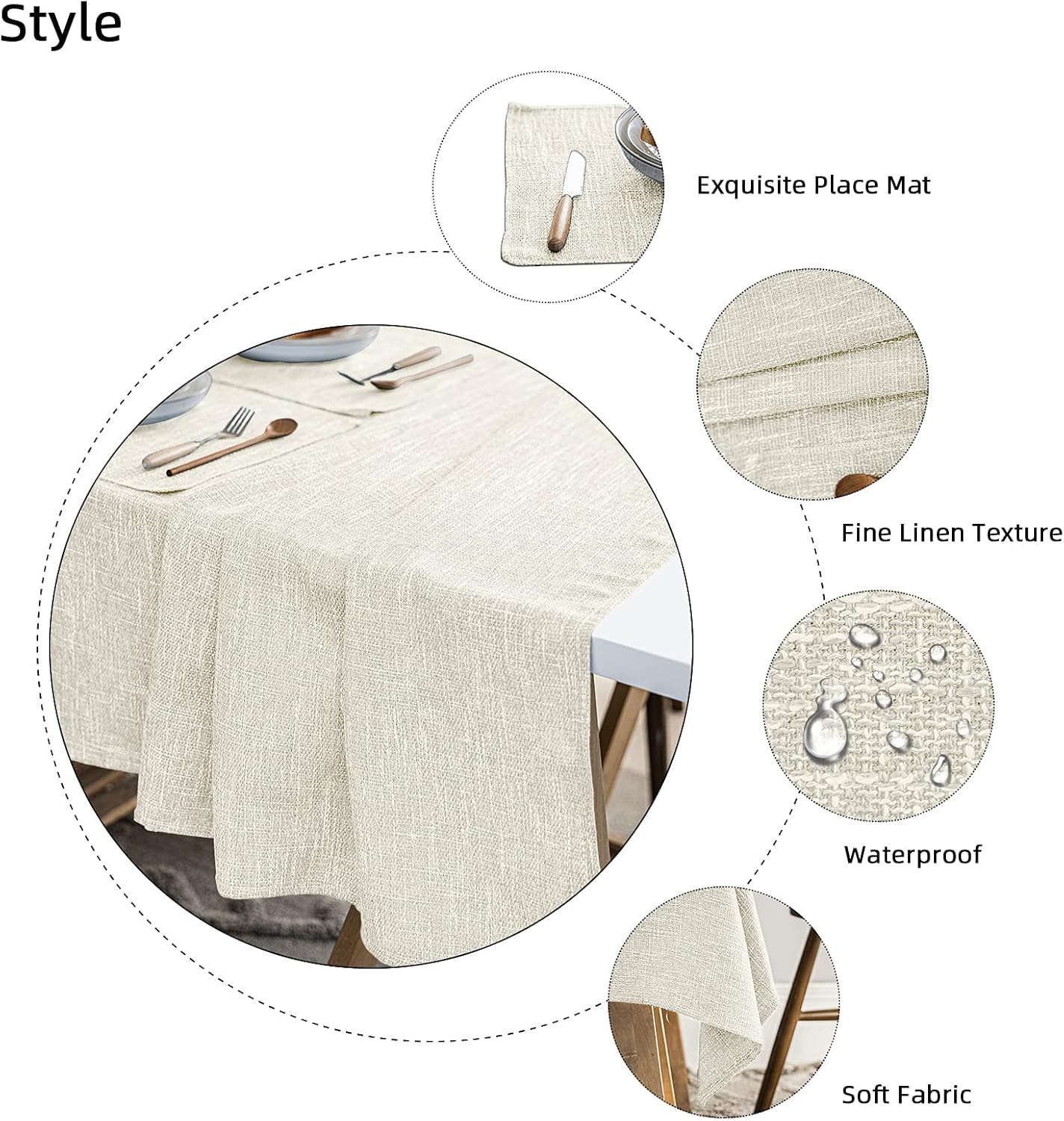 Waterproof Cotton Linen Tablecloth 54x54