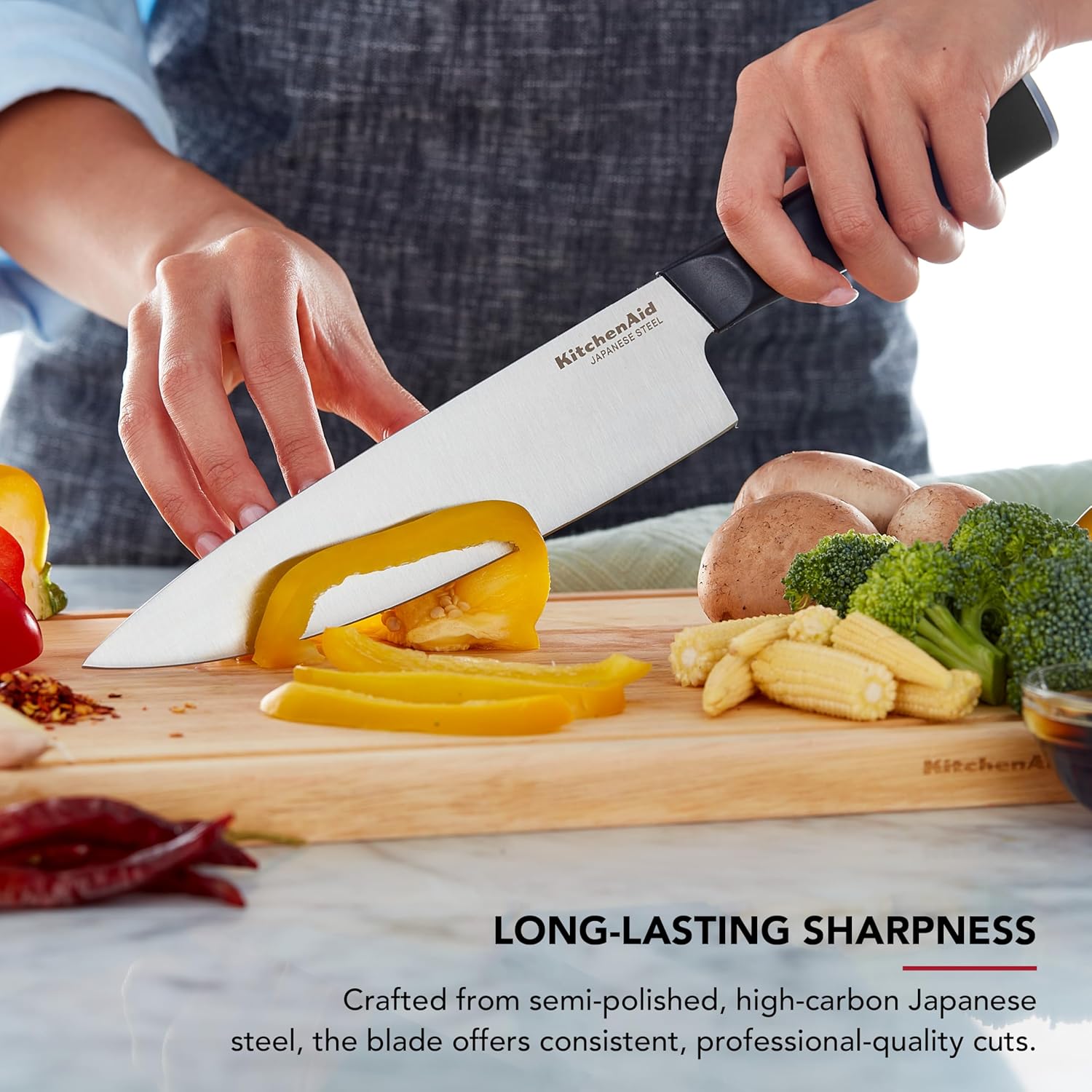 KitchenAid Classic Step Knife Block Set with Built-In Sharpener