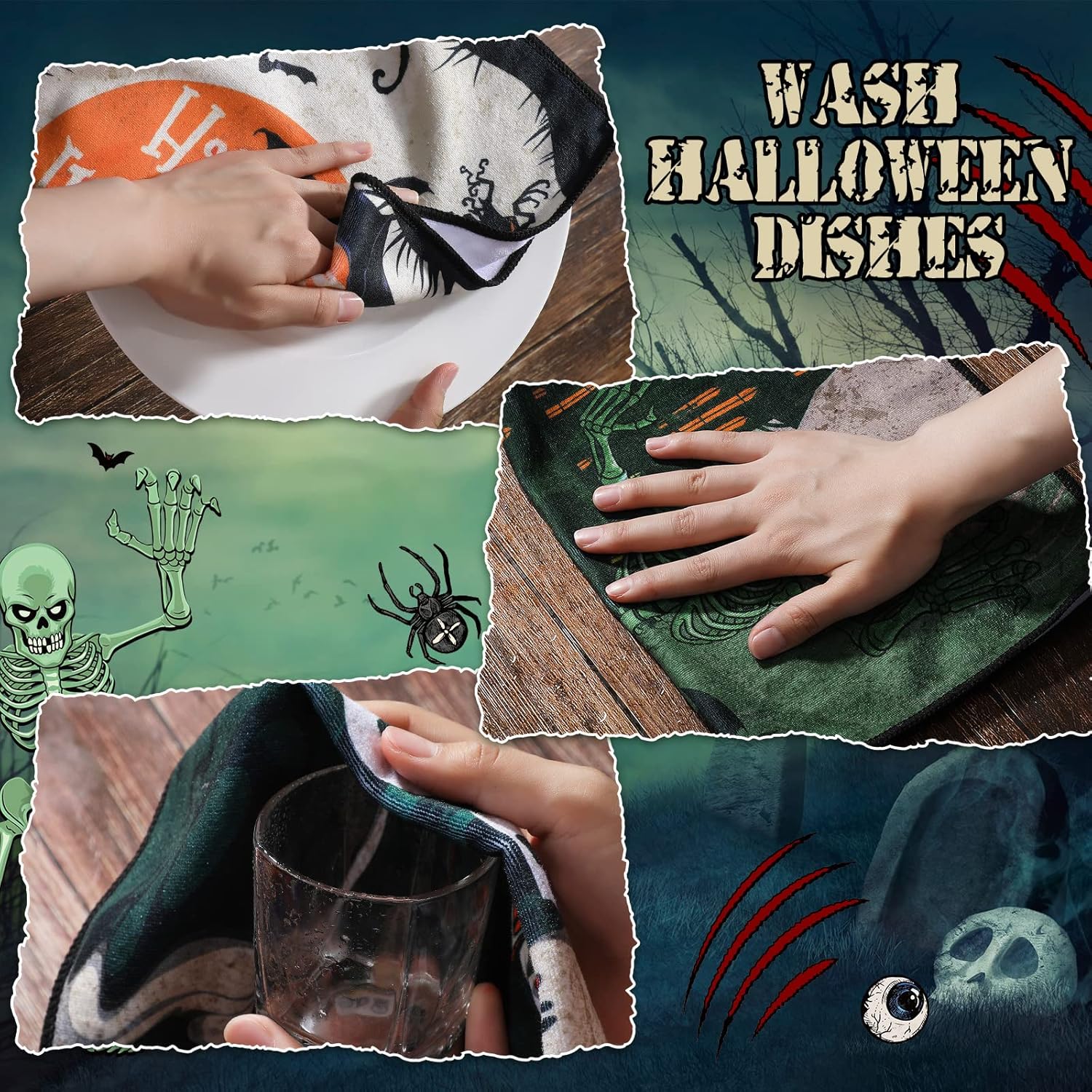 SUNNAY 6 Pcs Halloween Dish Towels Set