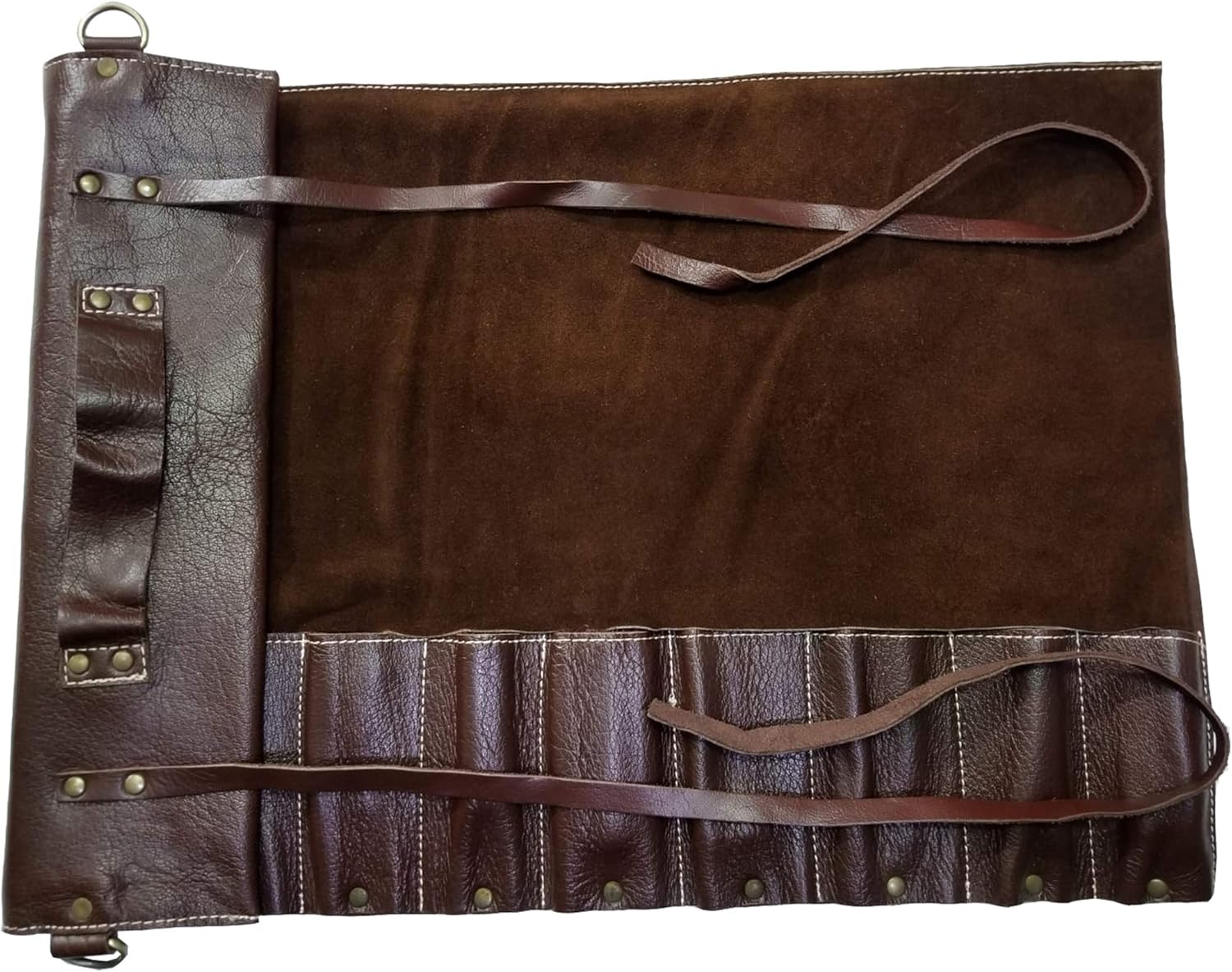 Solid Premium Leather Chef Knife Bag Roll with 10 slots space
