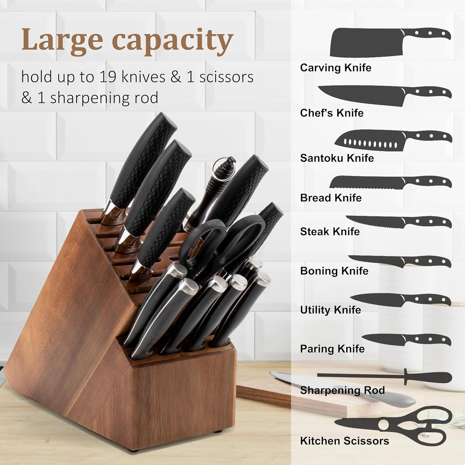 20 Slot Universal Knife Block Storage System