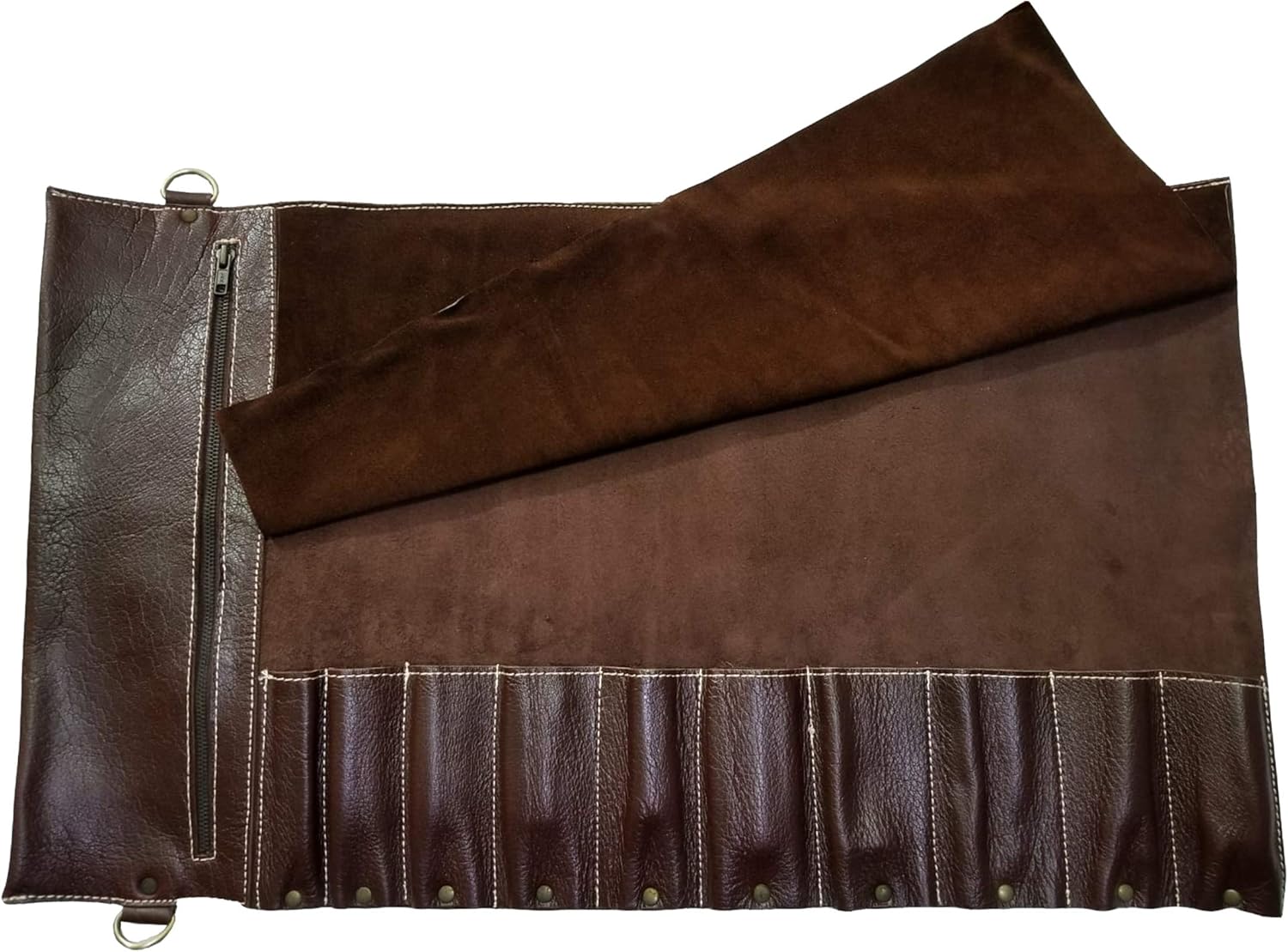 Solid Premium Leather Chef Knife Bag Roll with 10 slots space