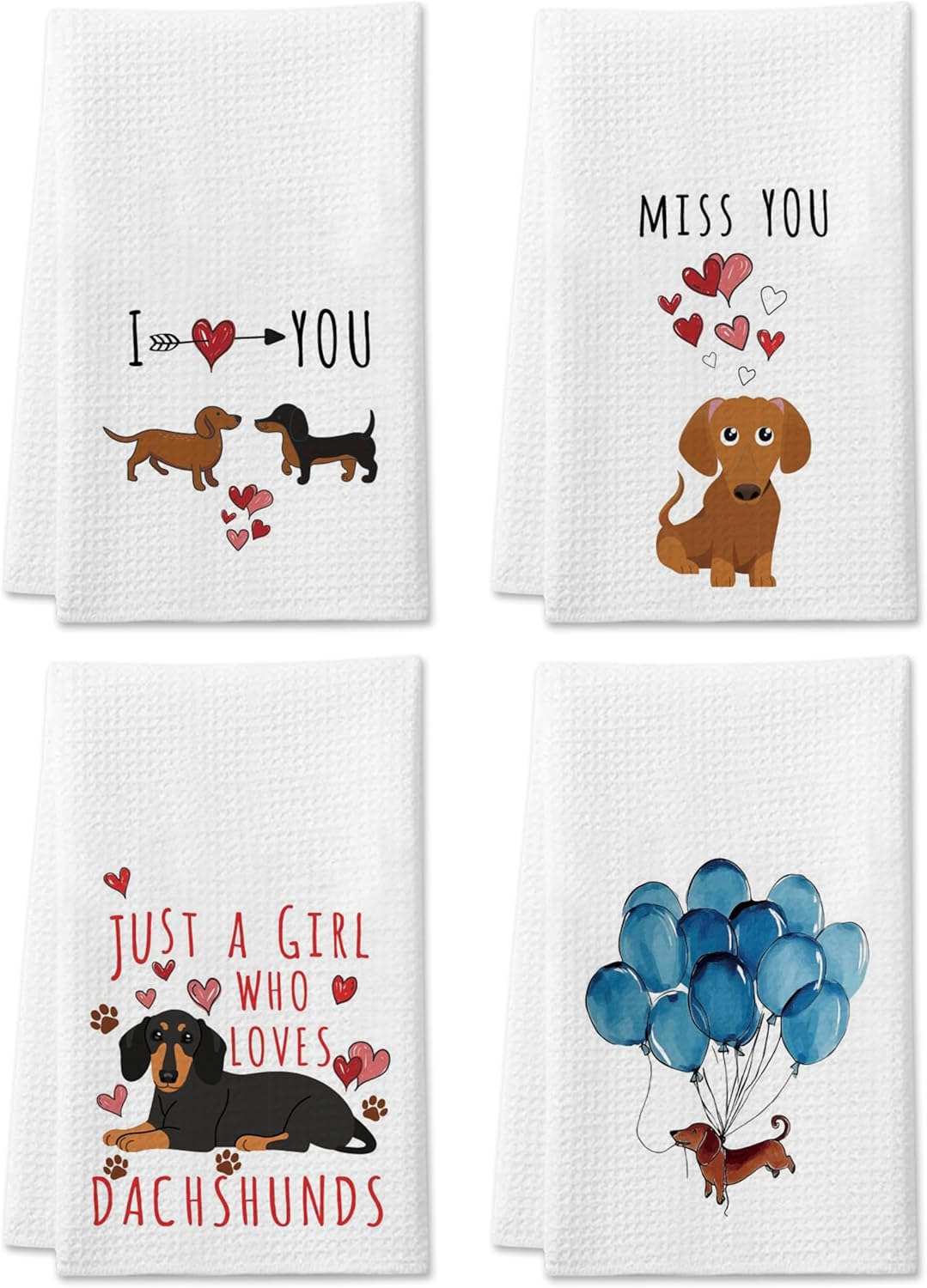 DETIHO Dachshund Gift Set for Women Kitchen Towels with a Sweet Dog
