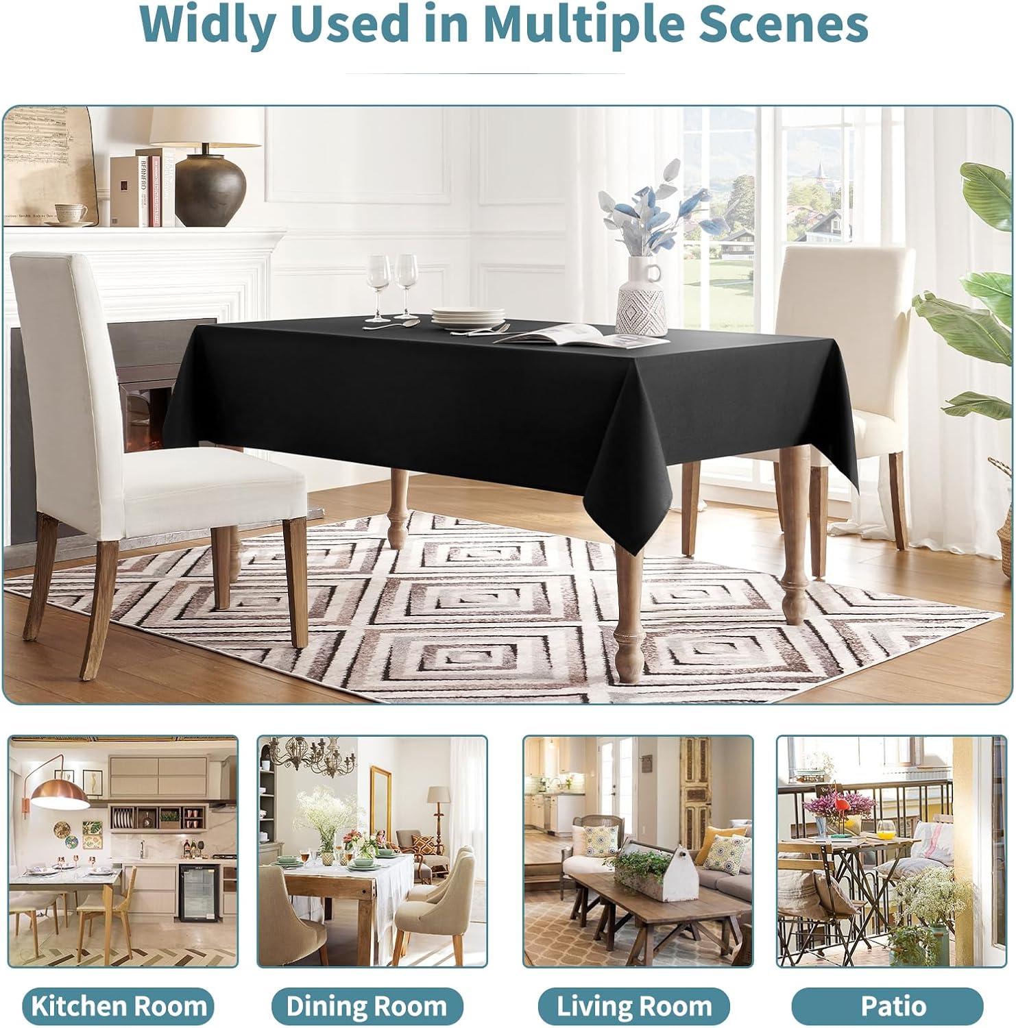 Luxury Tablecloth for Dining Spill-Proof 60x84 Black Veblandy Home Kitchen
