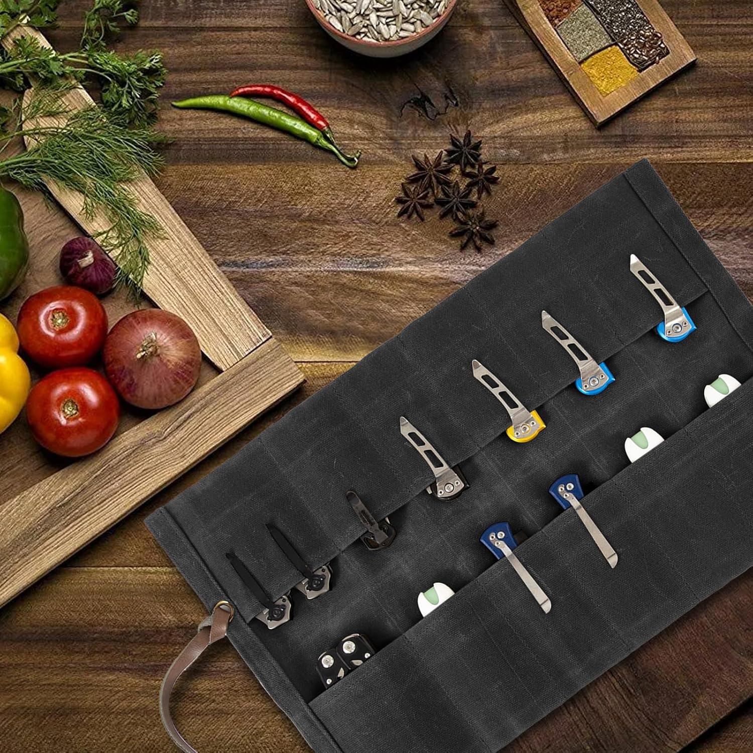 Baizoy 12-Slot Folding Knife Holder Bag EDC Knives Organizer