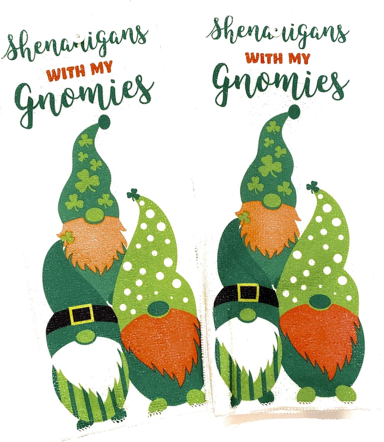 CABE Saint Patricks Day Kitchen Towels Set of 2 Shenanigans with the Gnome
