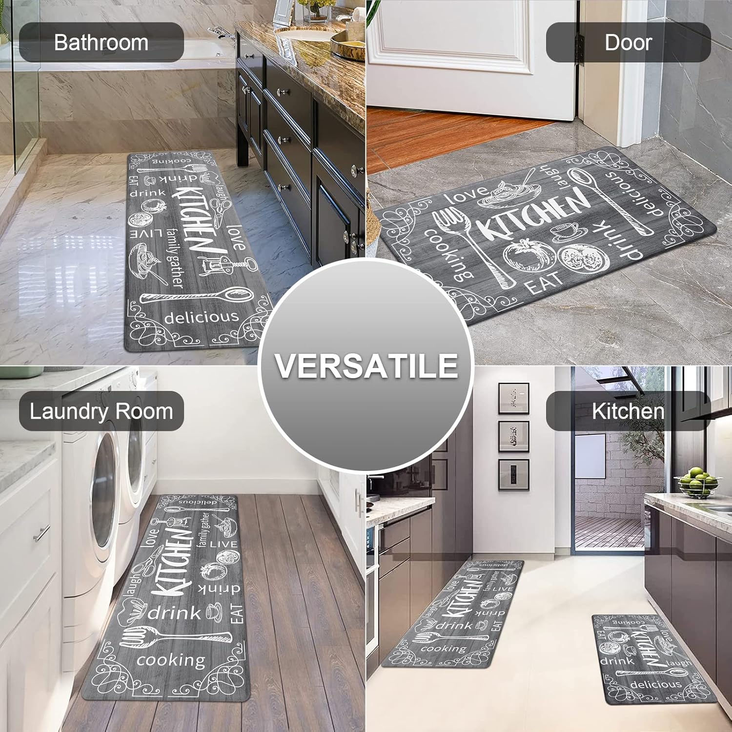 Safe Durable Anti-Fatigue Kitchen Rugs Set for Floors Standing Desks
