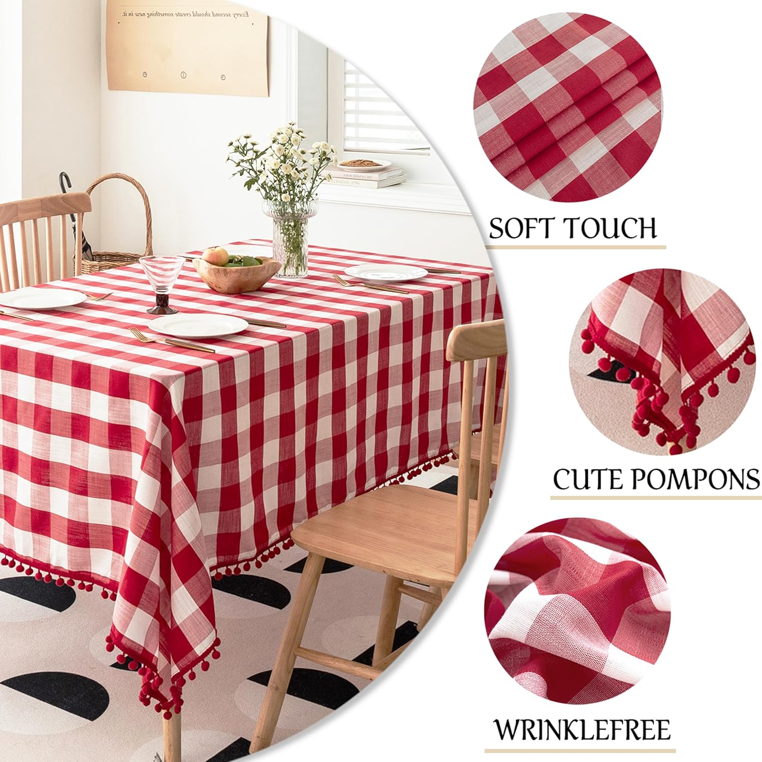 Experience Christmas Time in Style with Our Red and White Checkered Tablecloth