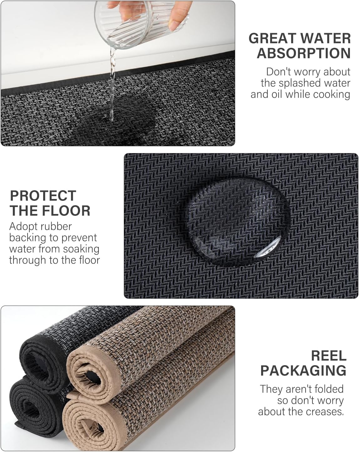 Washable Non-Skip Kitchen Rugs Set for Farmhouse Style