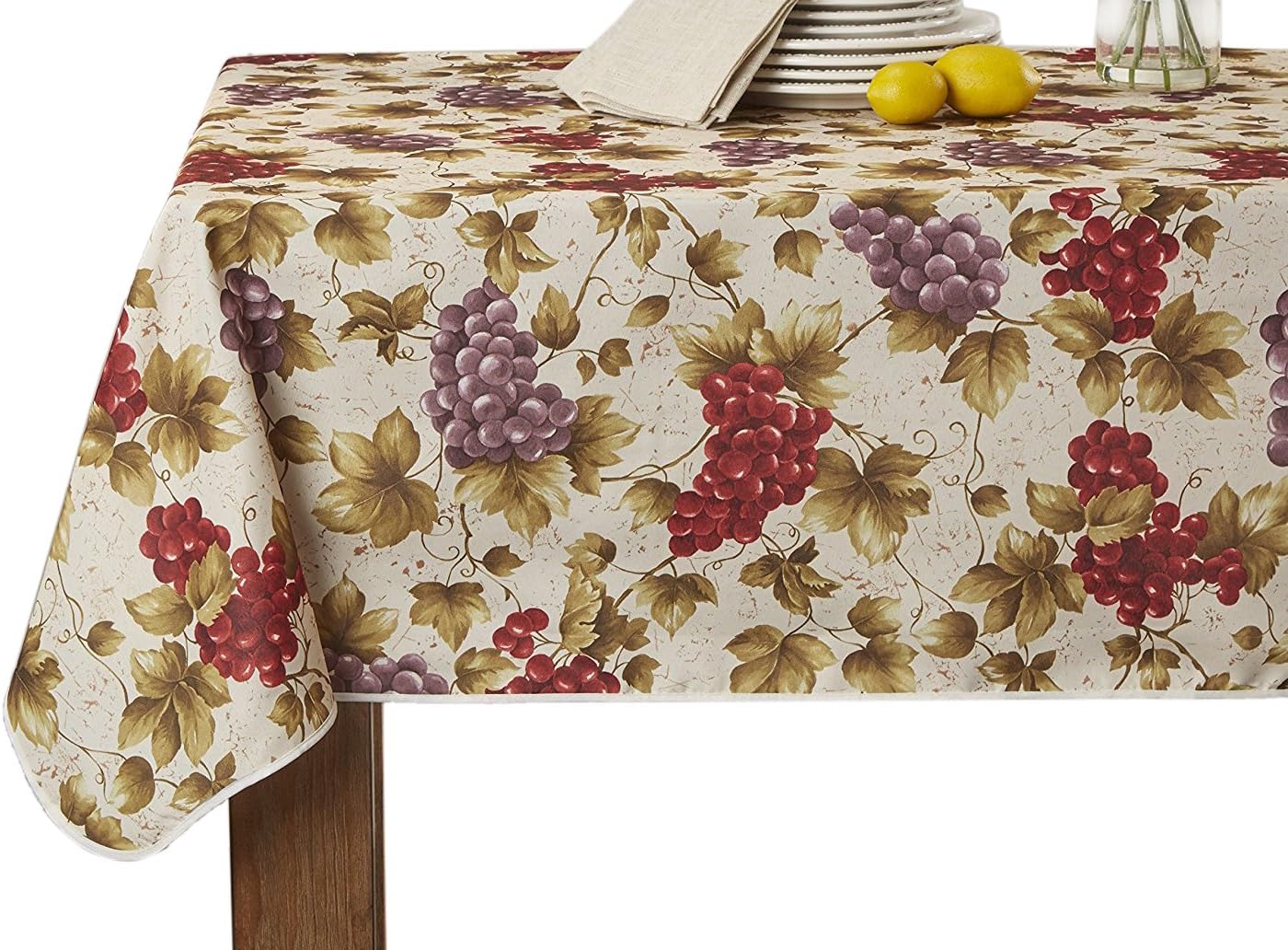 Violet Linen European Vineyard Tablecloth Beige 60x102