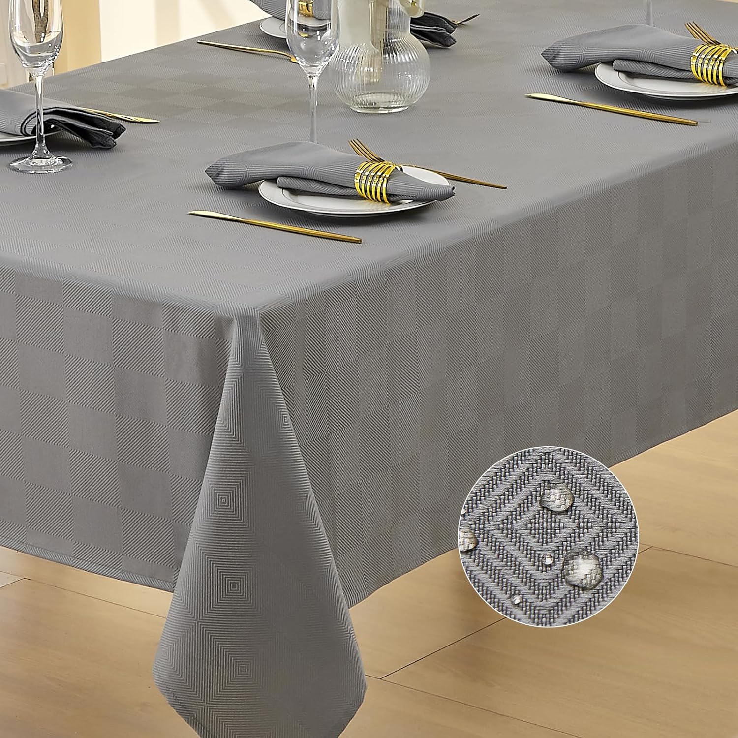Elegant Grid Tablecloth waterproof for Kitchen Outdoor