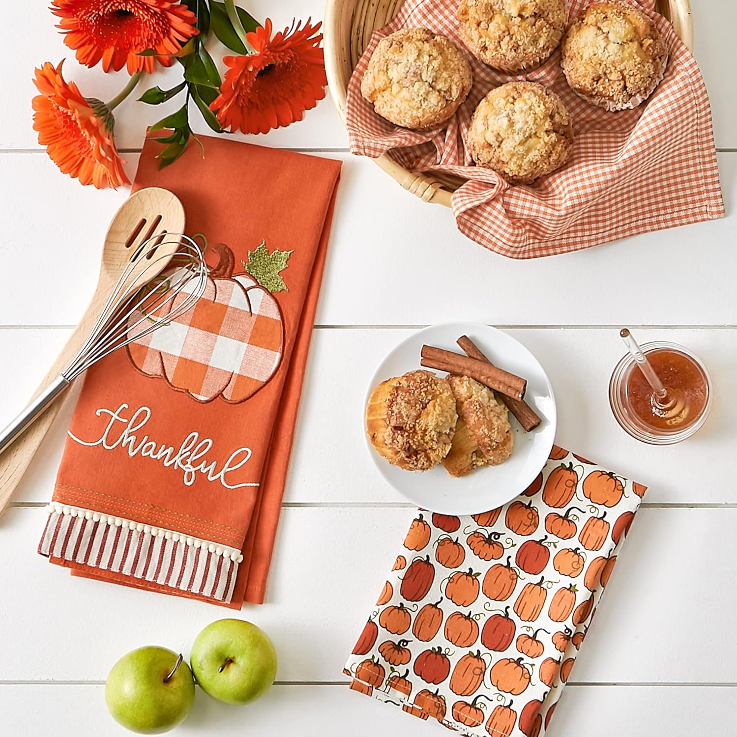 Elegant Pumpkin Spice Kitchen Towels