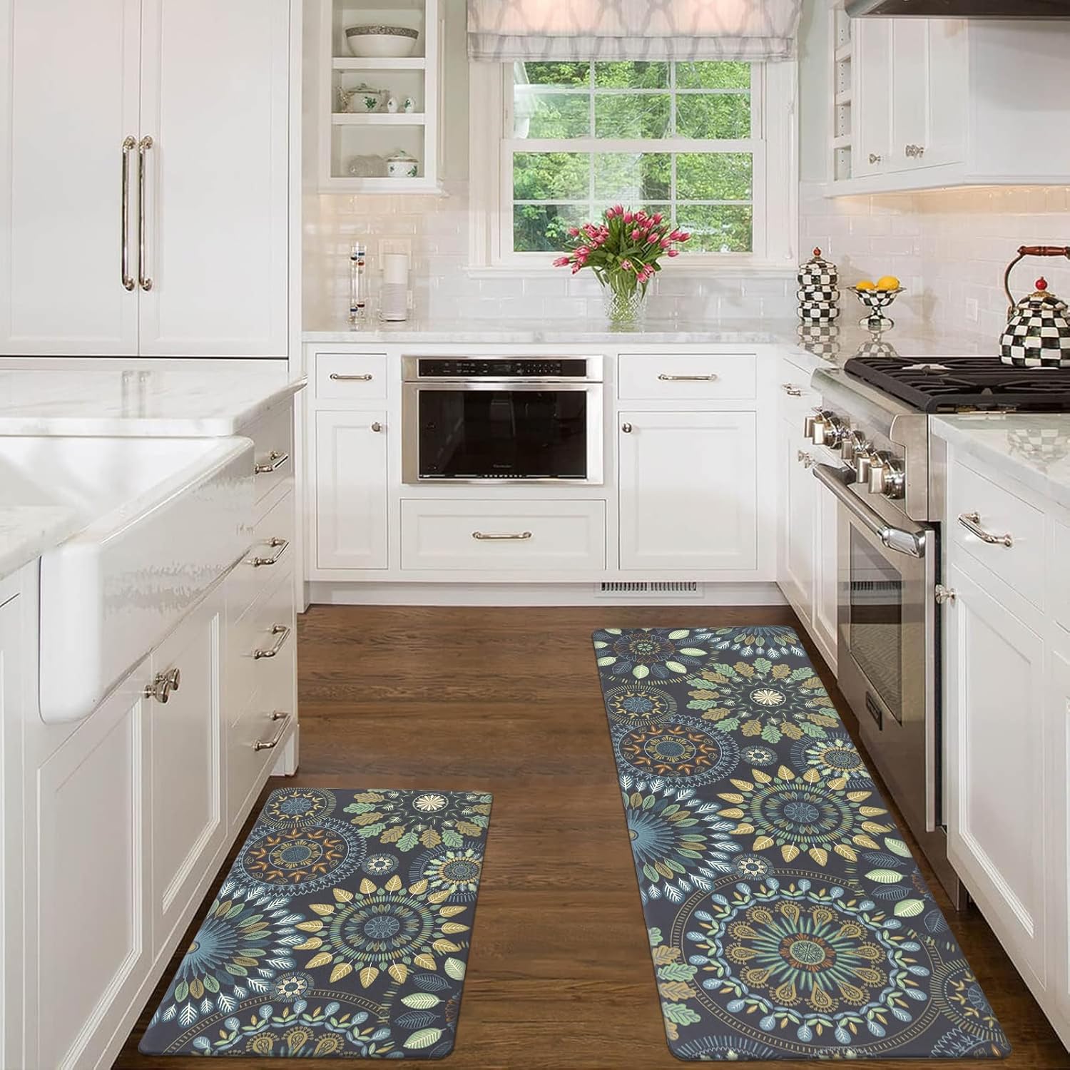Pauwer Boho Kitchen Rugs Set of 2 Anti Fatigue Mats
