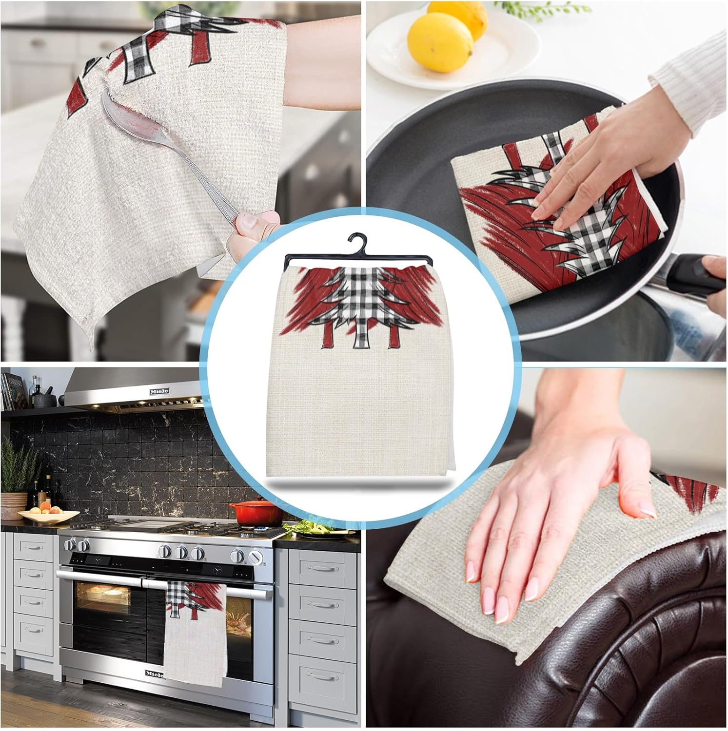 ZOE GARDEN Christmas Tree Checkered Kitchen Towel 18x28