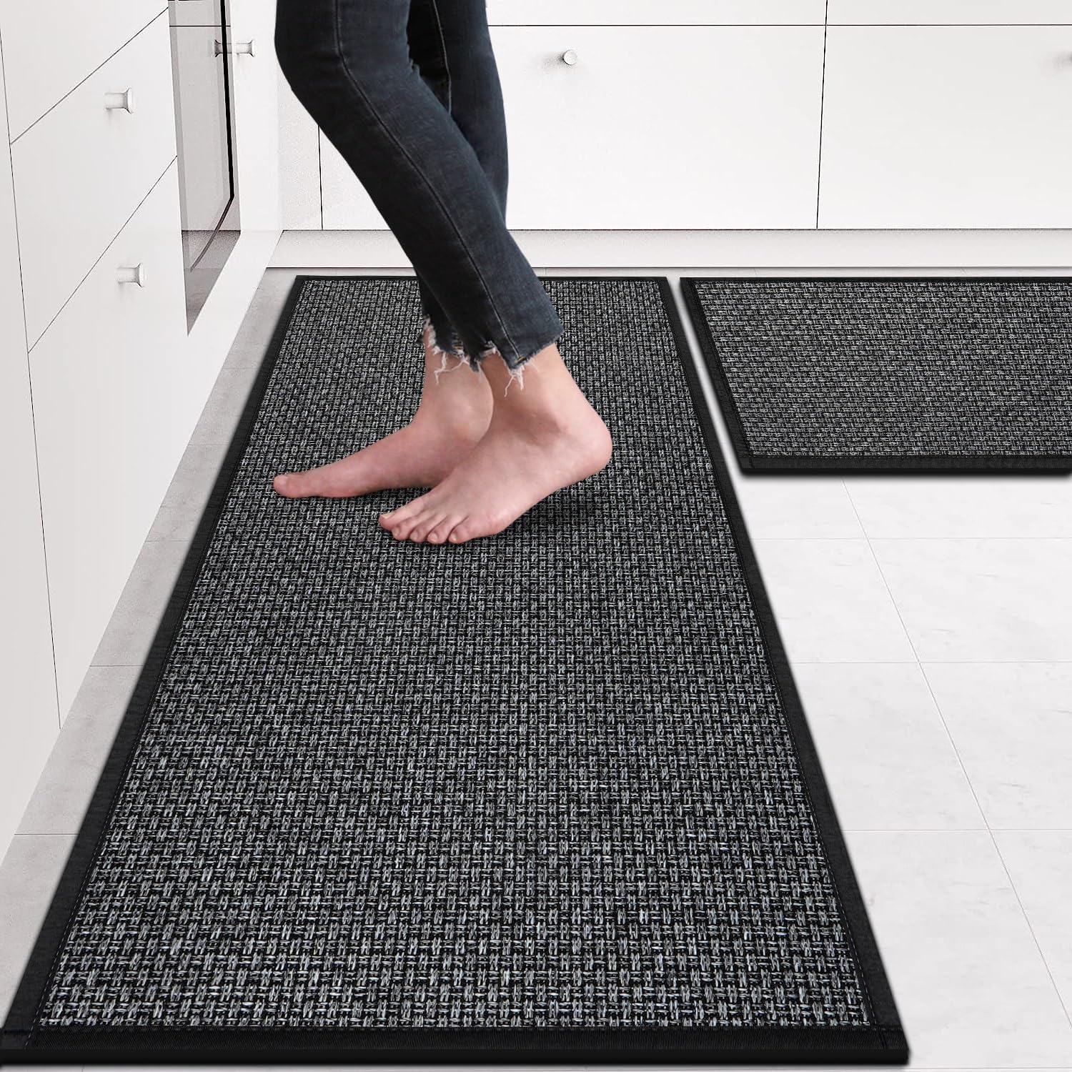 Washable Non-Skip Kitchen Rugs Set for Farmhouse Style