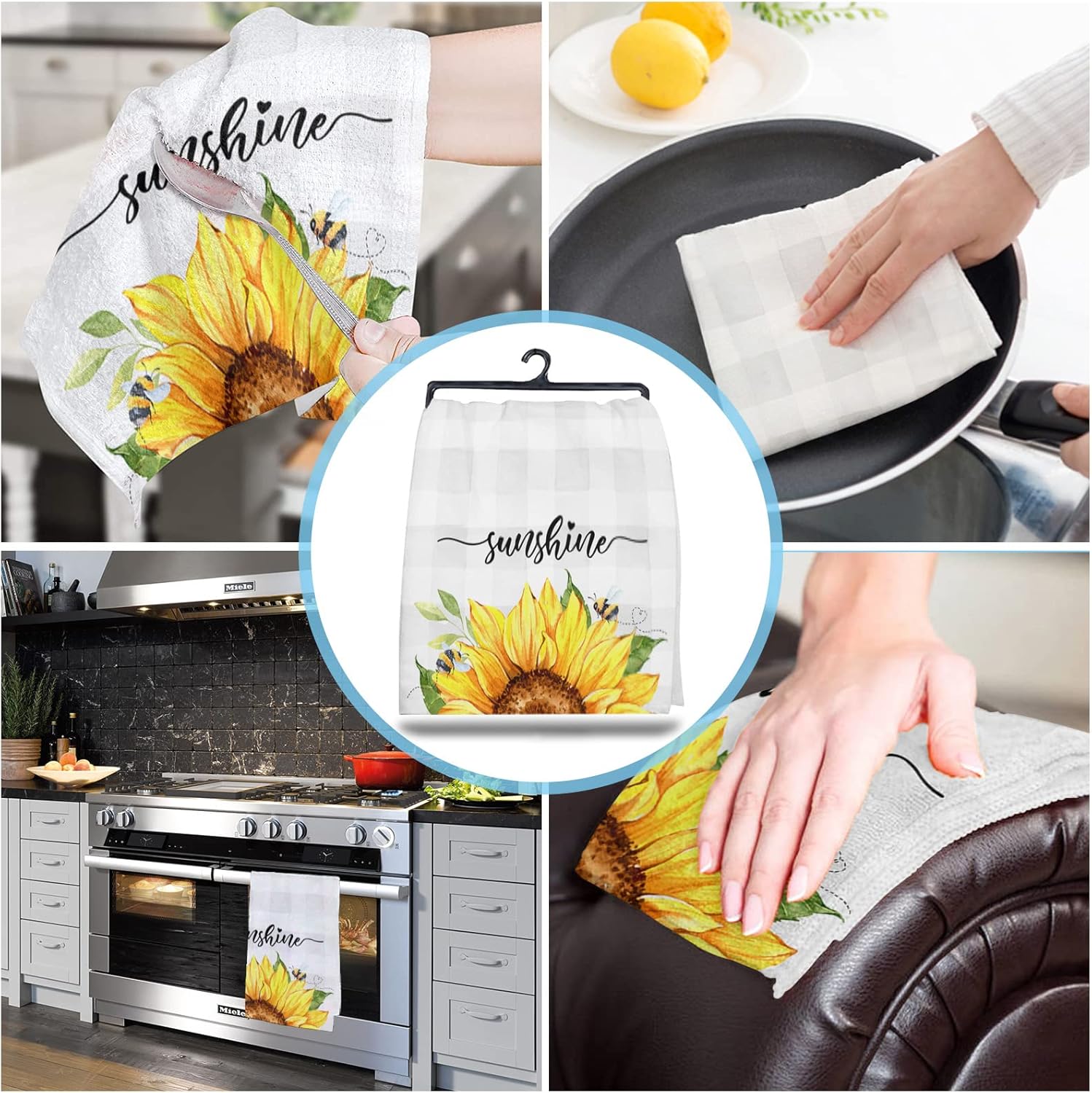 Sunflower Grey Kitchen Towels
