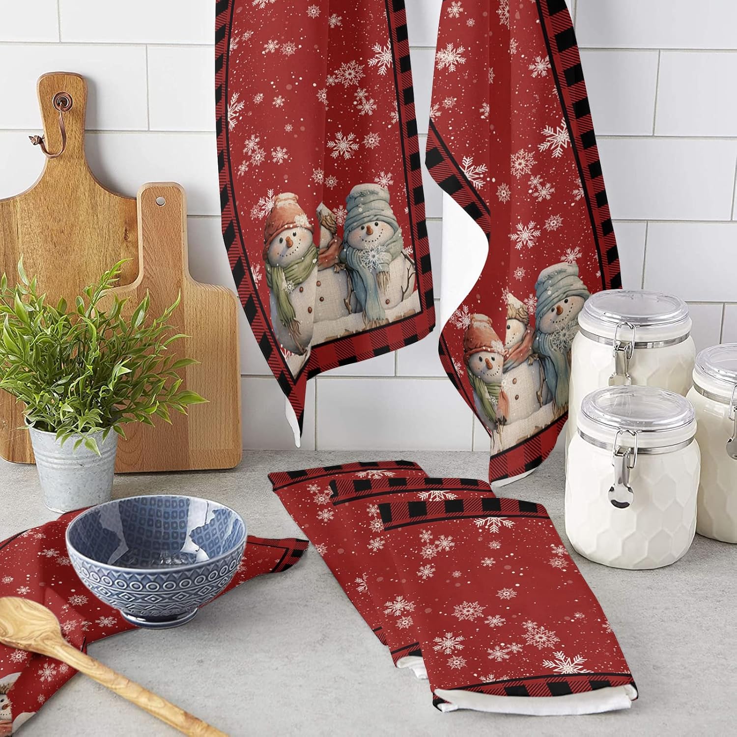 Christmas Red Kitchen Towels