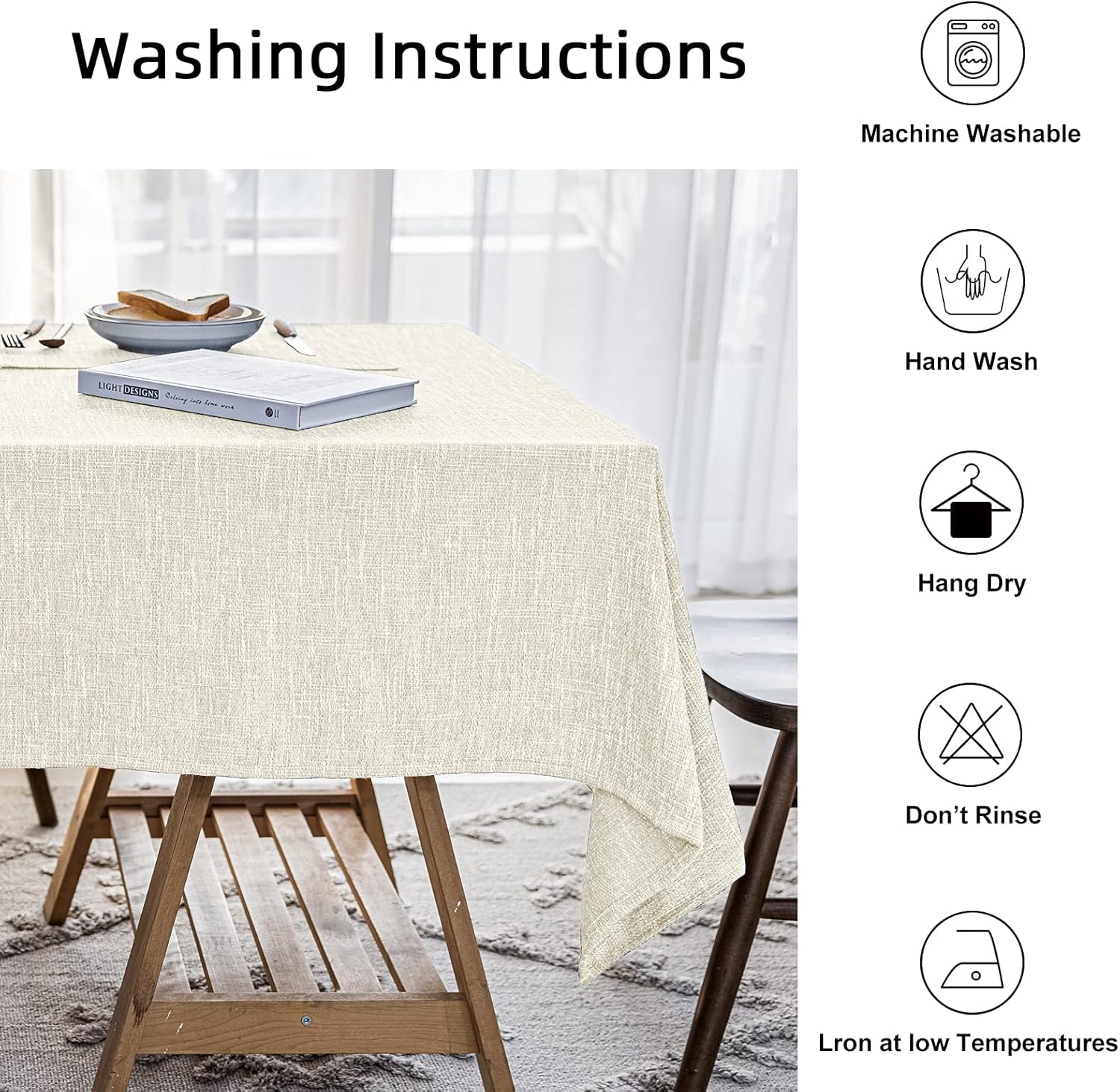 Waterproof Cotton Linen Tablecloth 54x54