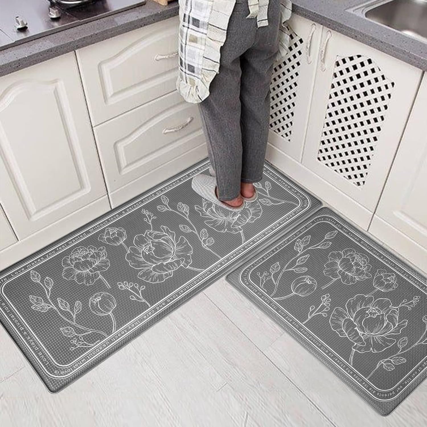 Anti-Fatigue Kitchen Mat Set for Standing waterproof cushioned rug