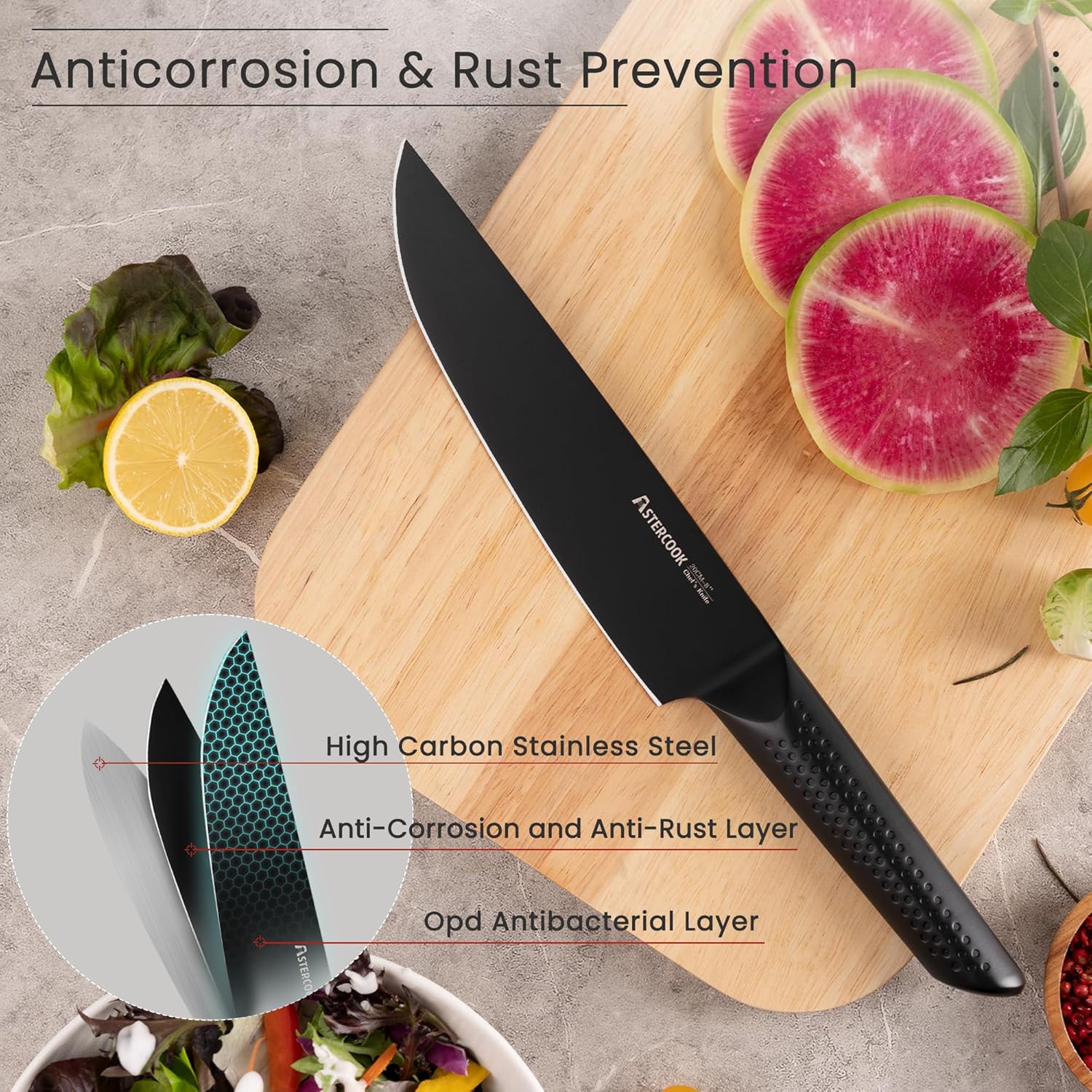 Astercook 15-Piece Chefs Knife Block Set