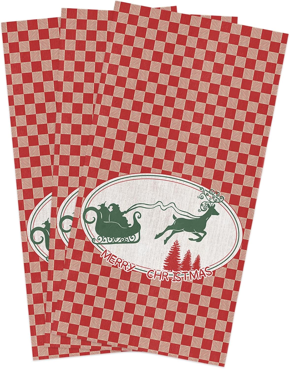 Rustic Red Christmas Sleigh Dish Towels