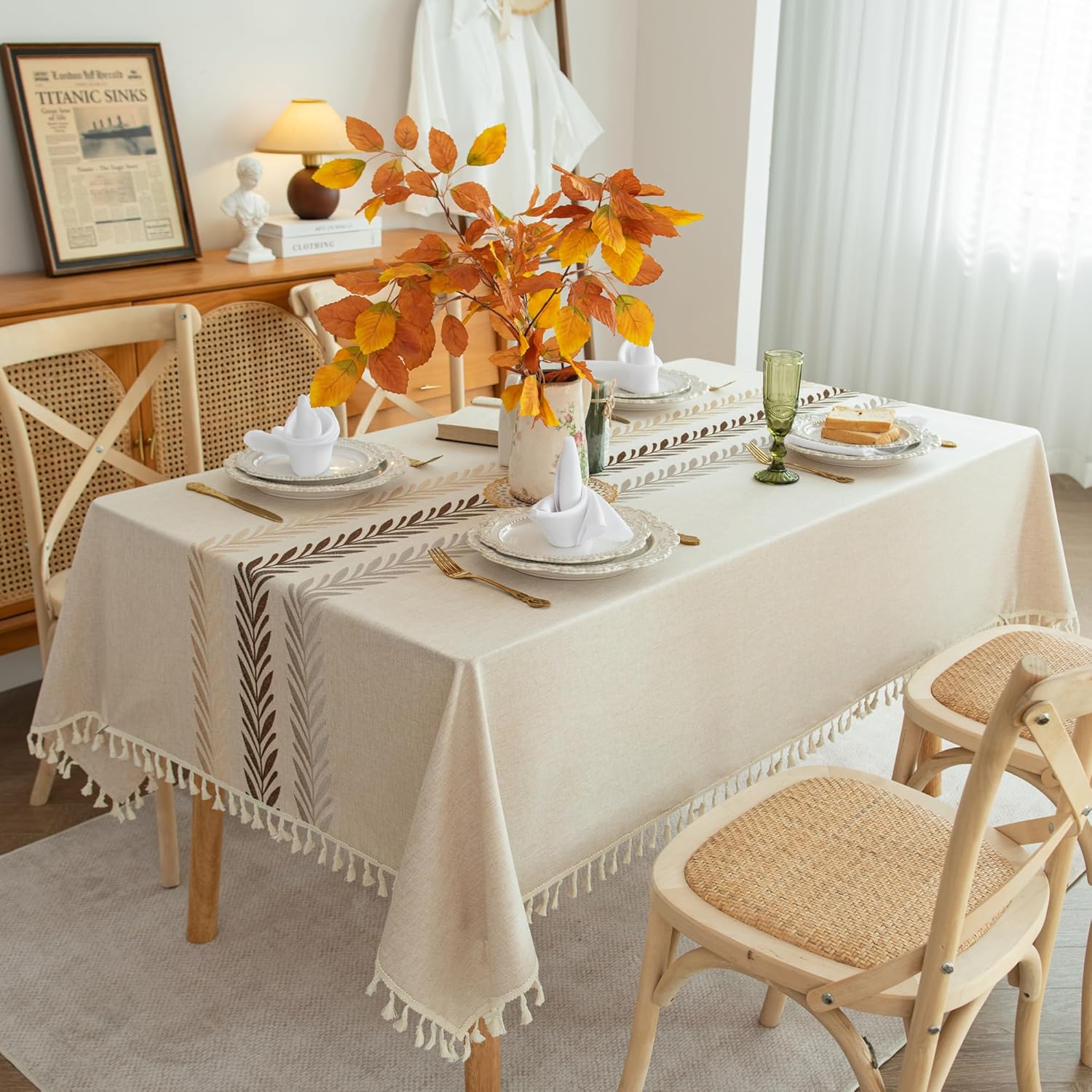 Elegant Rustic Faux Linen Tablecloth for Everyday Use