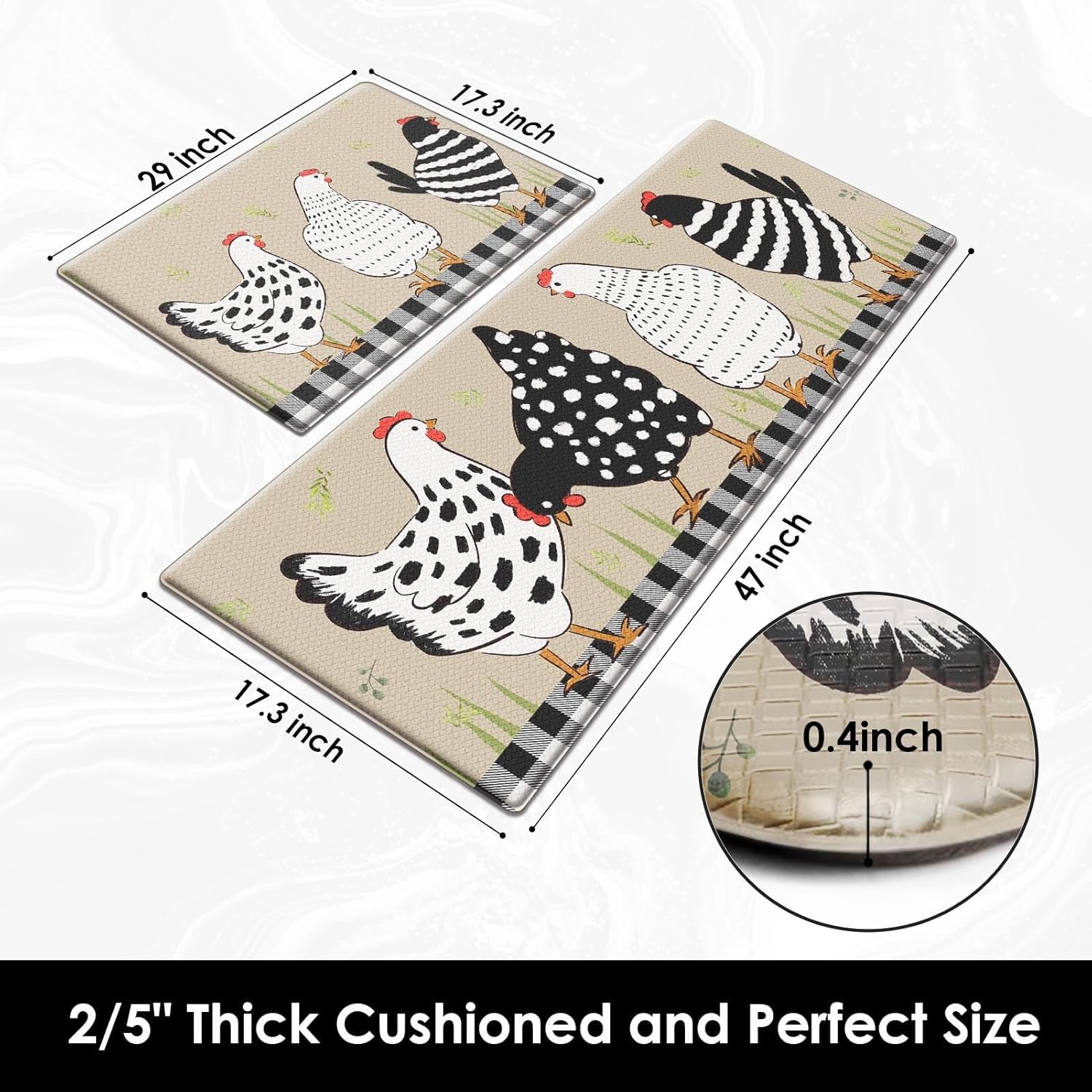 Anti-Fatigue Kitchen Rugs Set of 2 miraclefloor