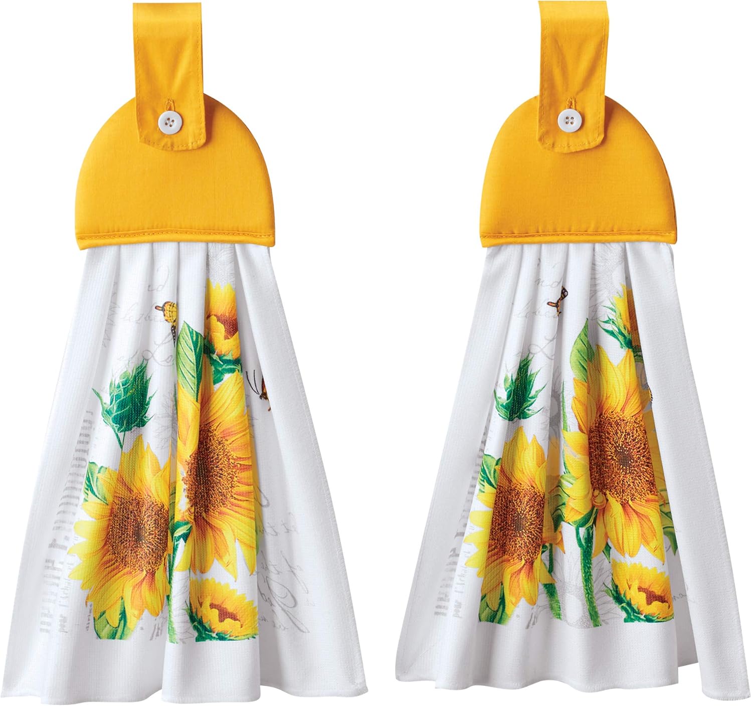 Cheerful Bright Sunflower Hanging Towels Kitchen Linens Set