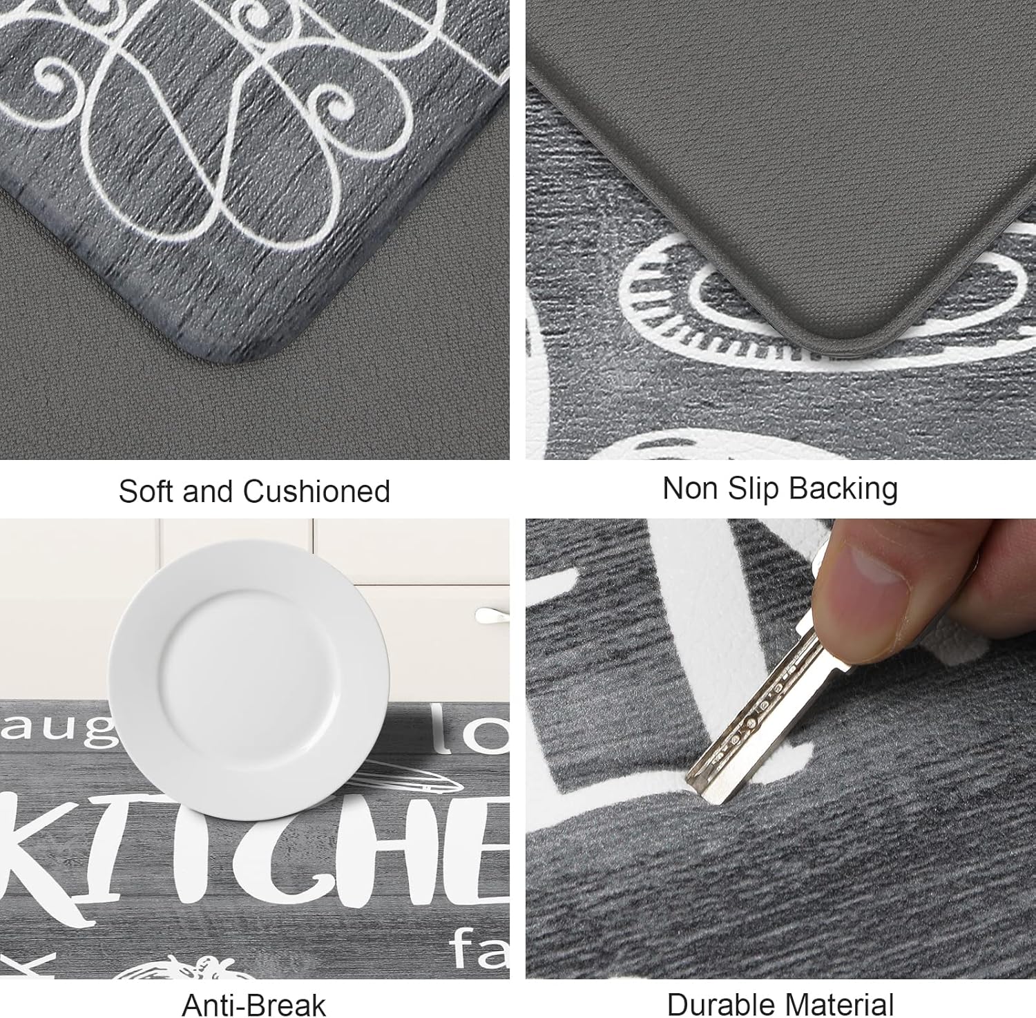 Safe Durable Anti-Fatigue Kitchen Rugs Set for Floors Standing Desks
