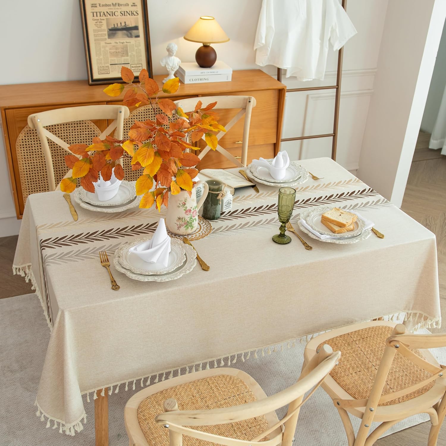 Elegant Rustic Faux Linen Tablecloth for Everyday Use