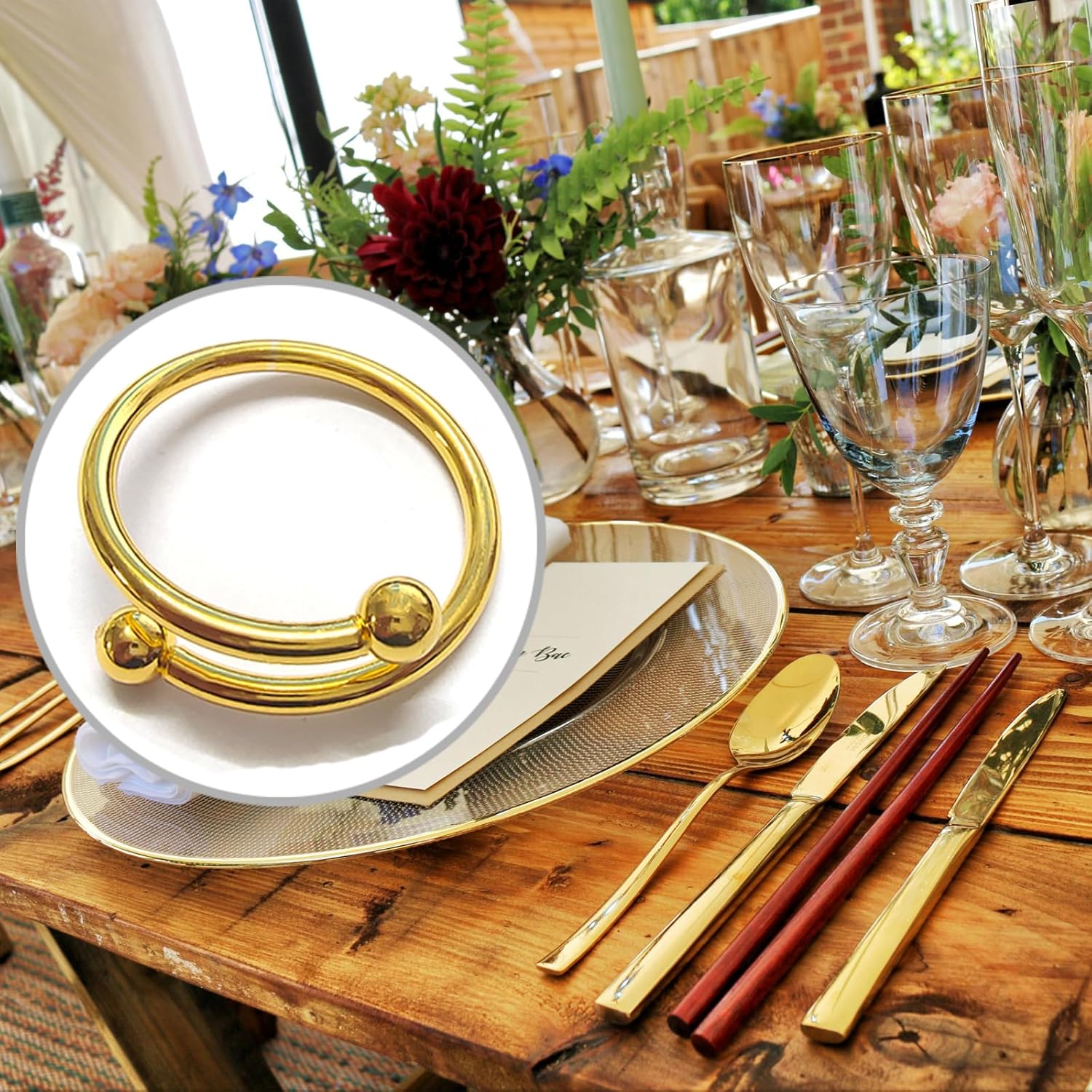 8-Piece Gold Stainless Steel Napkin Rings for Durable Dining Settings