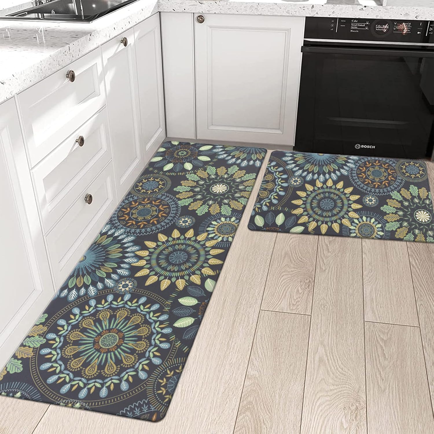 Pauwer Boho Kitchen Rugs Set of 2 Anti Fatigue Mats