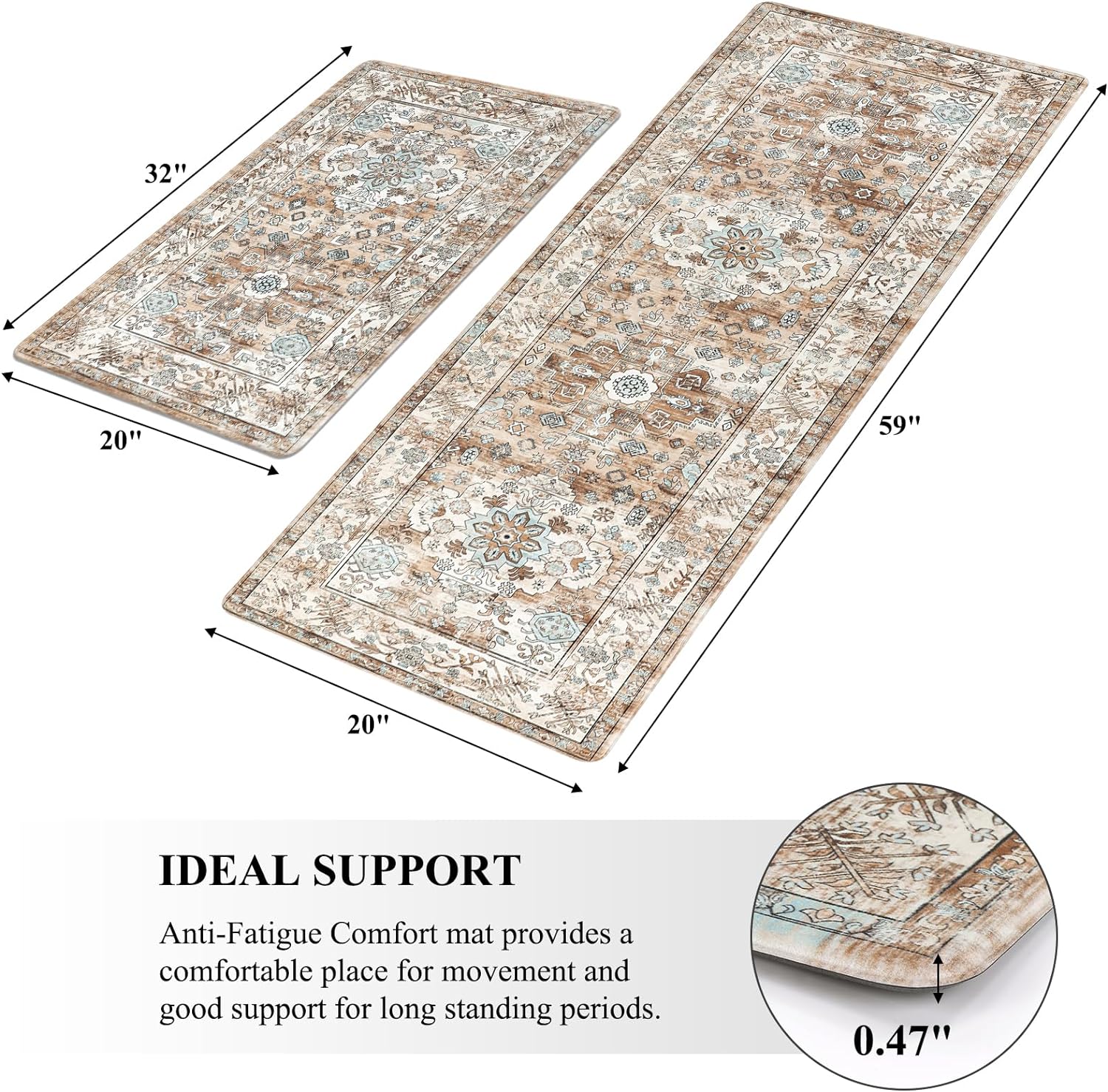 Pauwer Anti Fatigue Kitchen Mat Set of 2