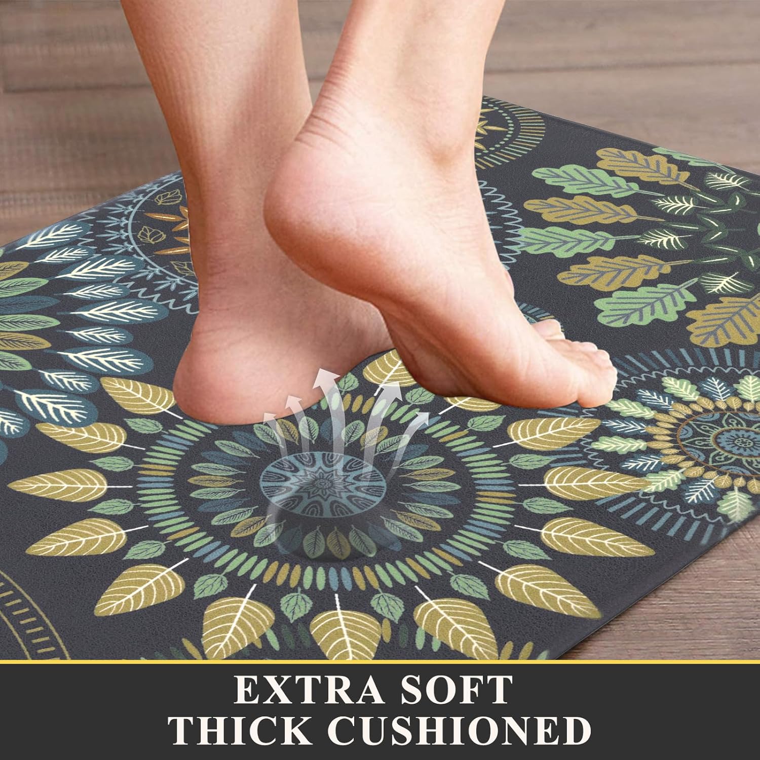 Pauwer Boho Kitchen Rugs Set of 2 Anti Fatigue Mats