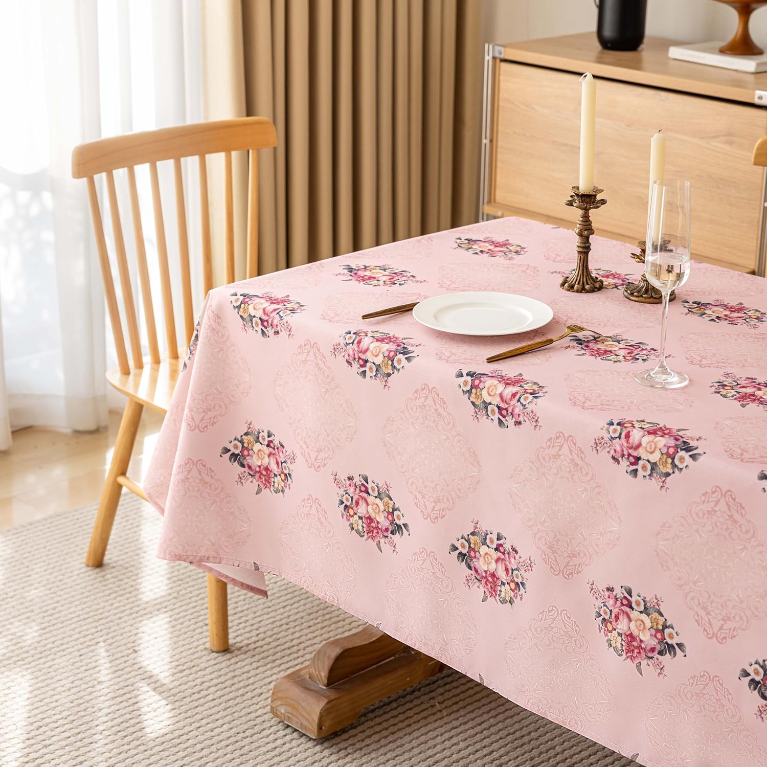 Stunning Pink Floral Tablecloth