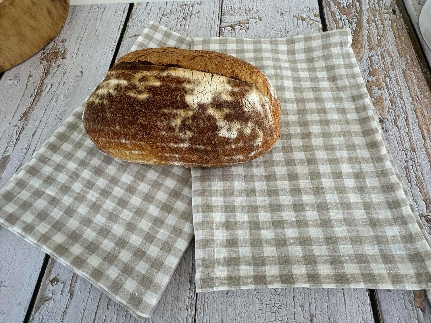 Eight Owls Stonewashed Linen Dish Towels - Set of 2 Natural Check 1