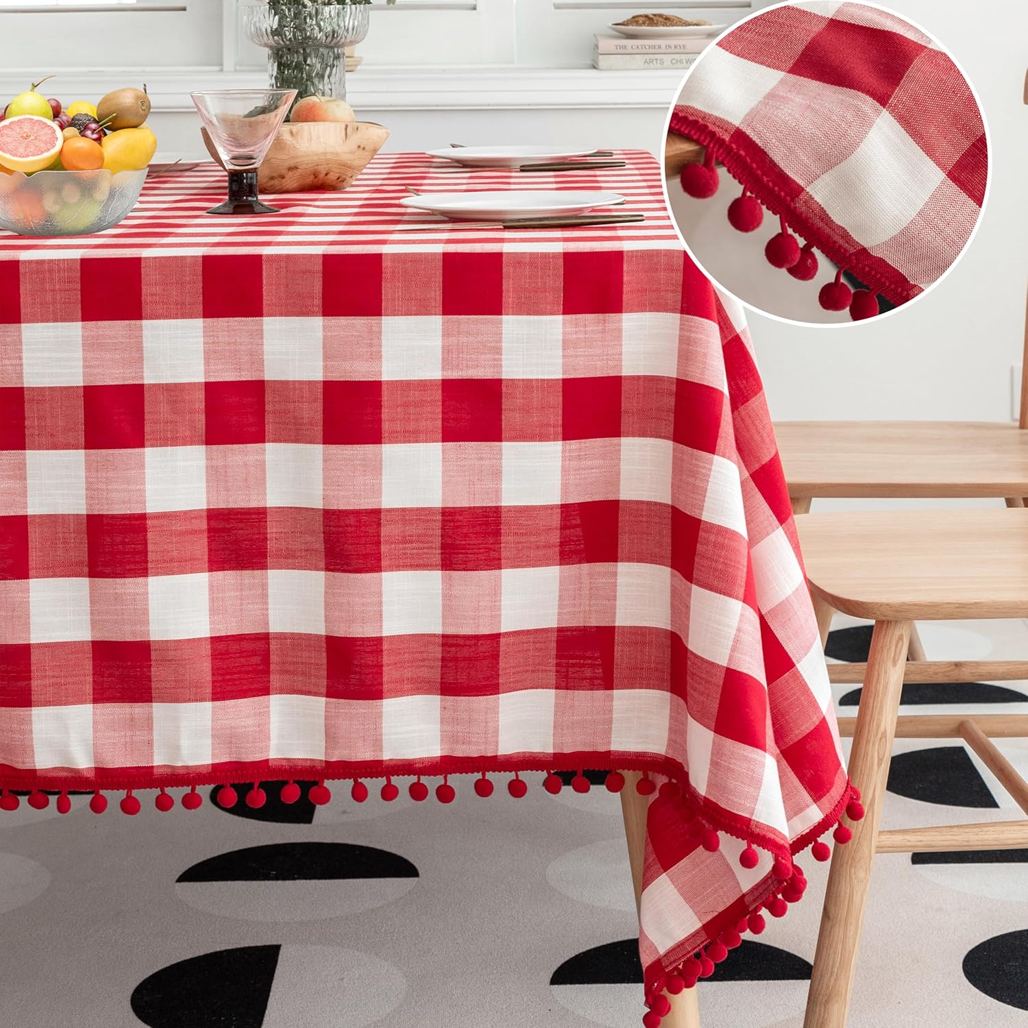 Experience Christmas Time in Style with Our Red and White Checkered Tablecloth