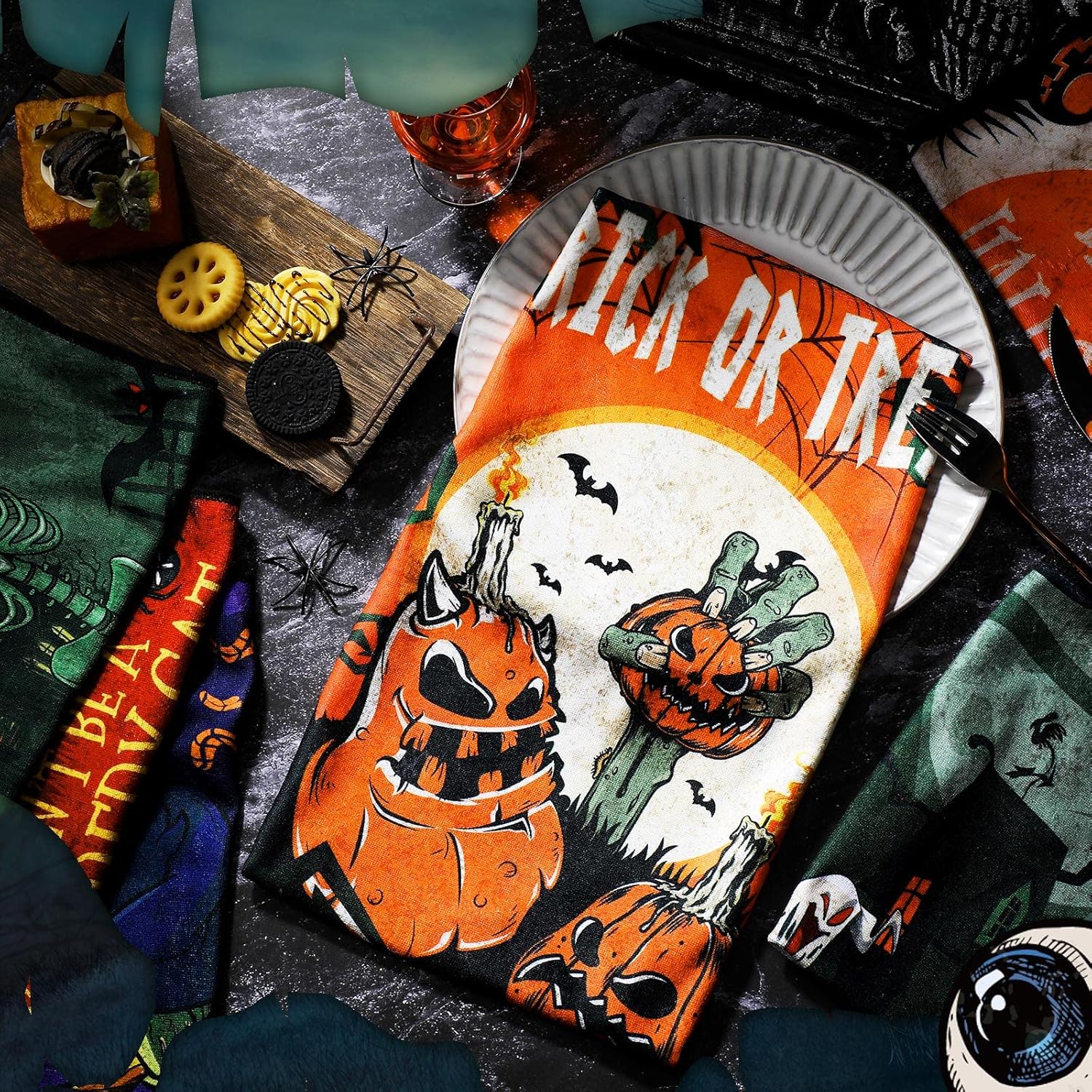 SUNNAY 6 Pcs Halloween Dish Towels Set