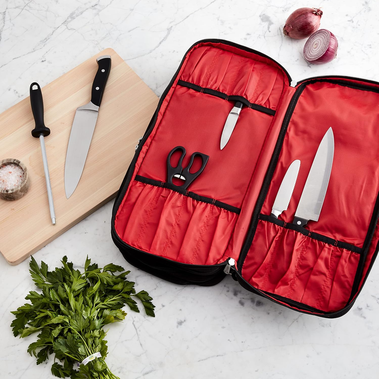 High-Quality 21-Pocket Knife Case for Kitchen Essentials