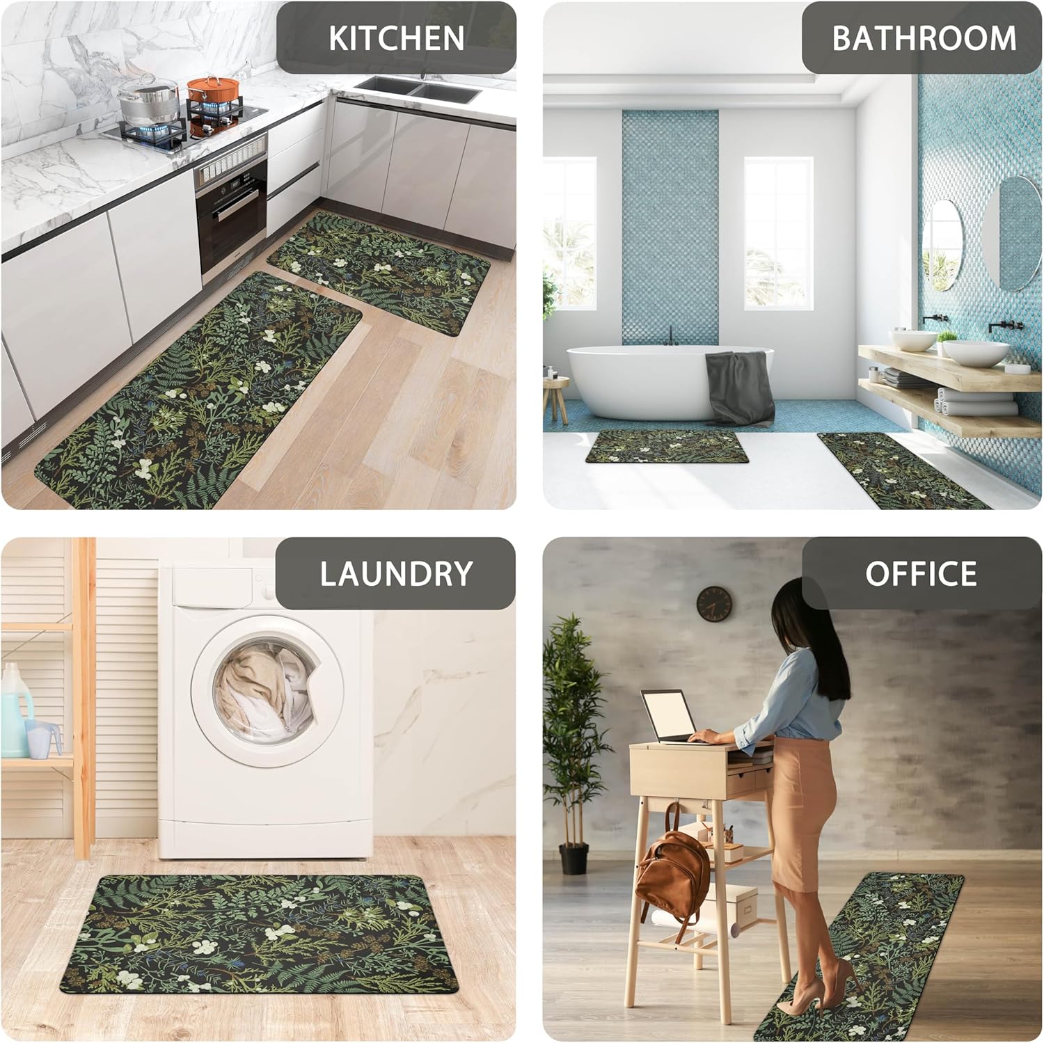Botanical Kitchen Rugs Set of 2