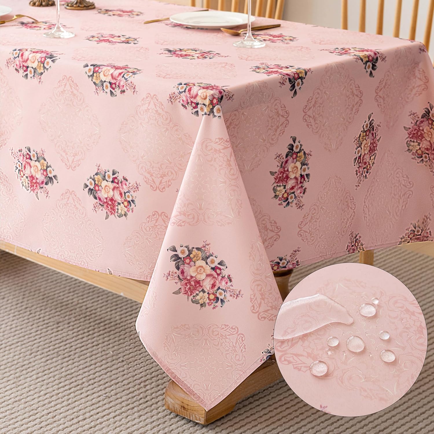 Stunning Pink Floral Tablecloth