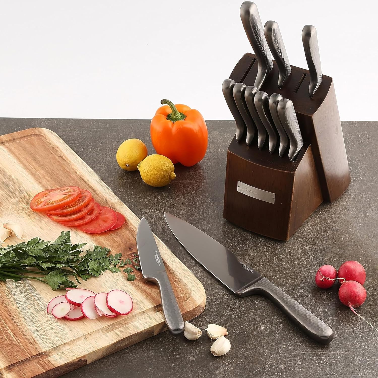 Cambridge Nero 12-Piece Silversmiths Cutlery Block Set